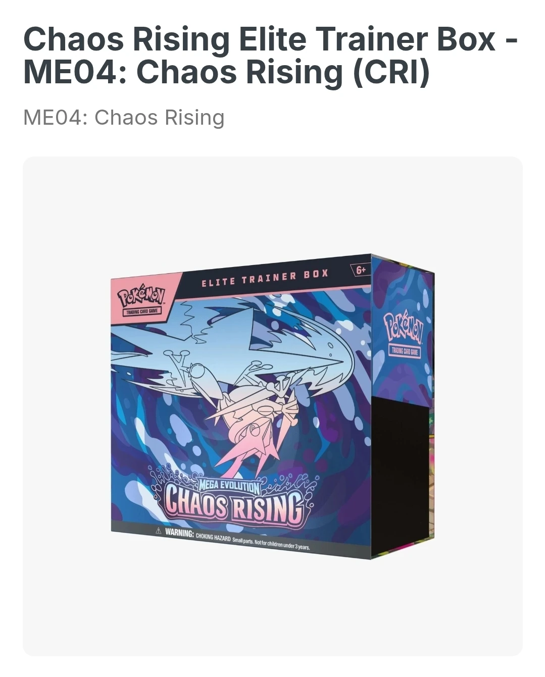 Pokémon Chaos Rising Elite Trainer Box ME04