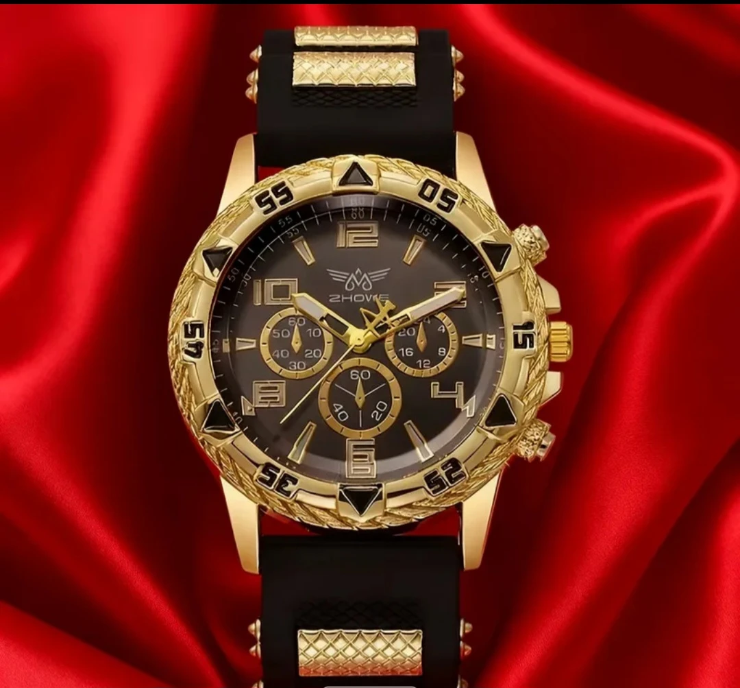 ZHOKE Gold Tone Chronograph Watch with Black Band - photo 2