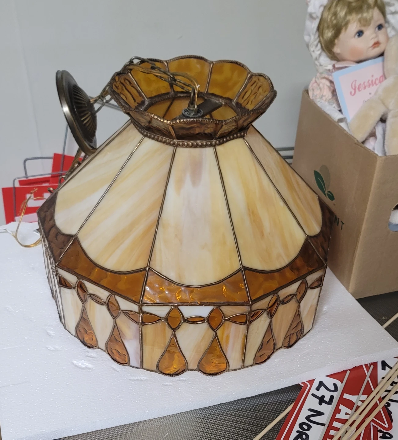 Vintage Tiffany Style Stained Glass Lamp Shade