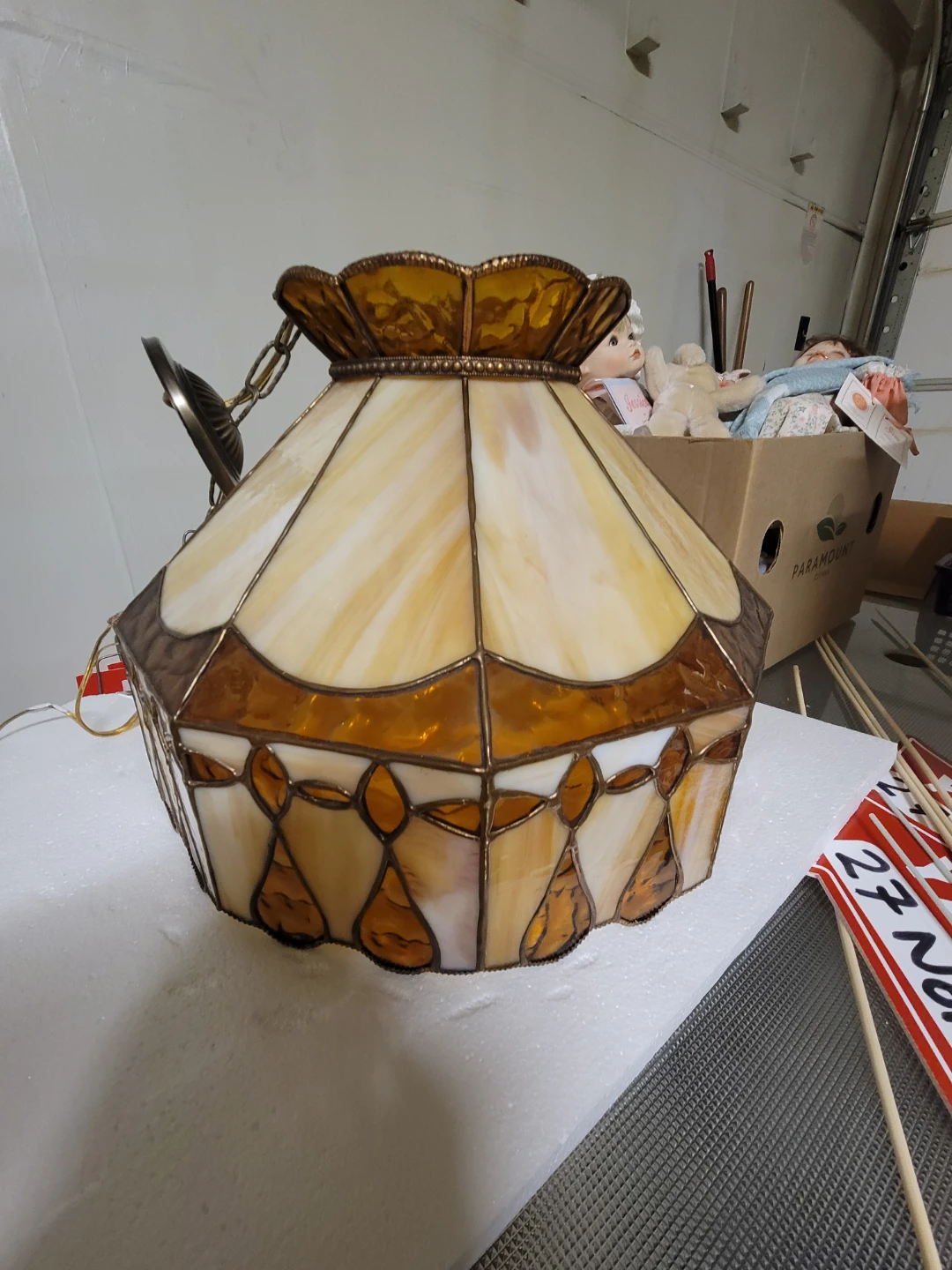 Vintage Tiffany Style Stained Glass Lamp Shade - photo 2