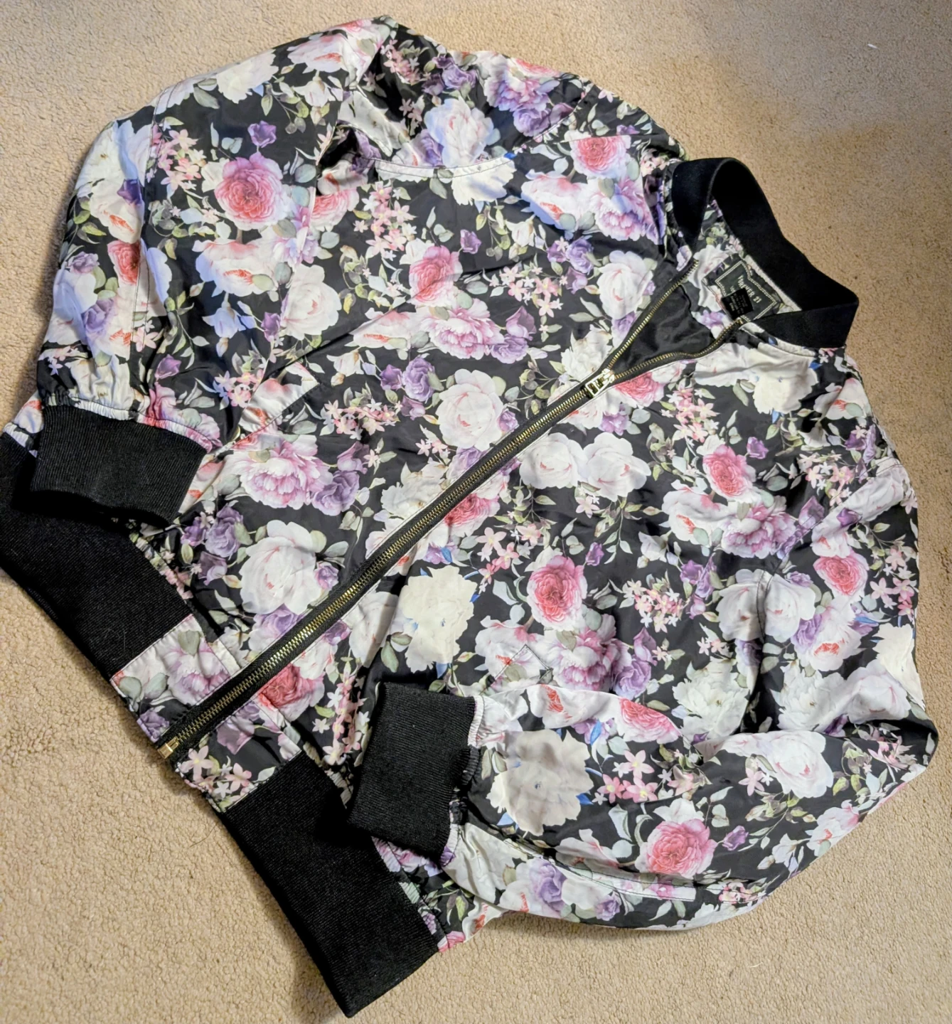 Forever 21 Floral Bomber Jacket - Size L