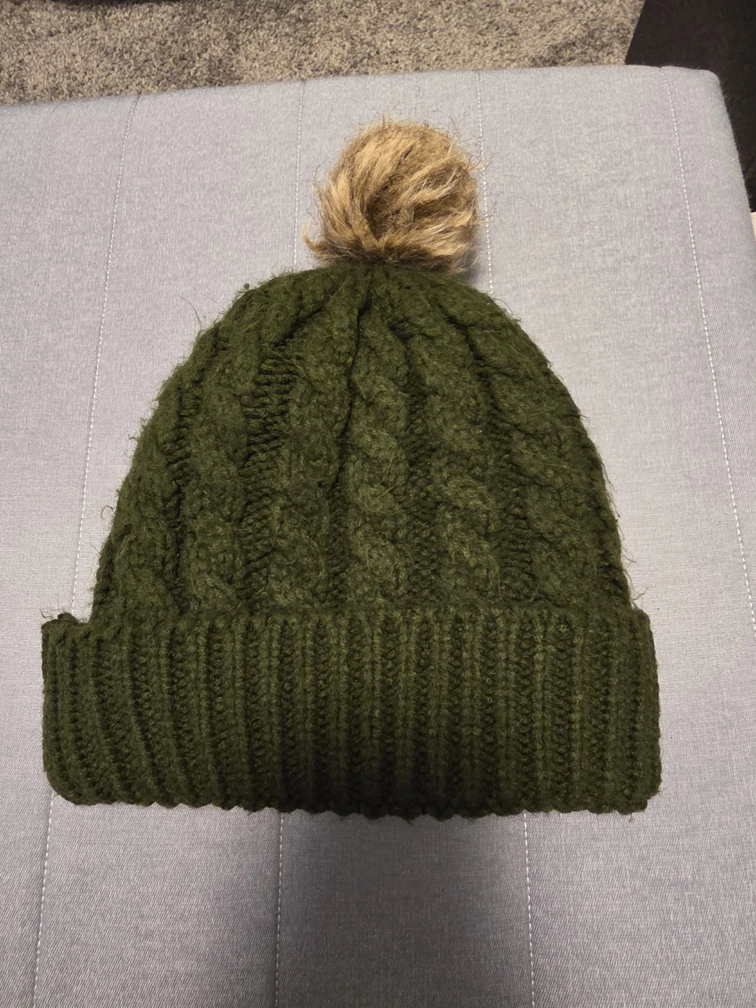 Green Pom Pom Knit Beanie