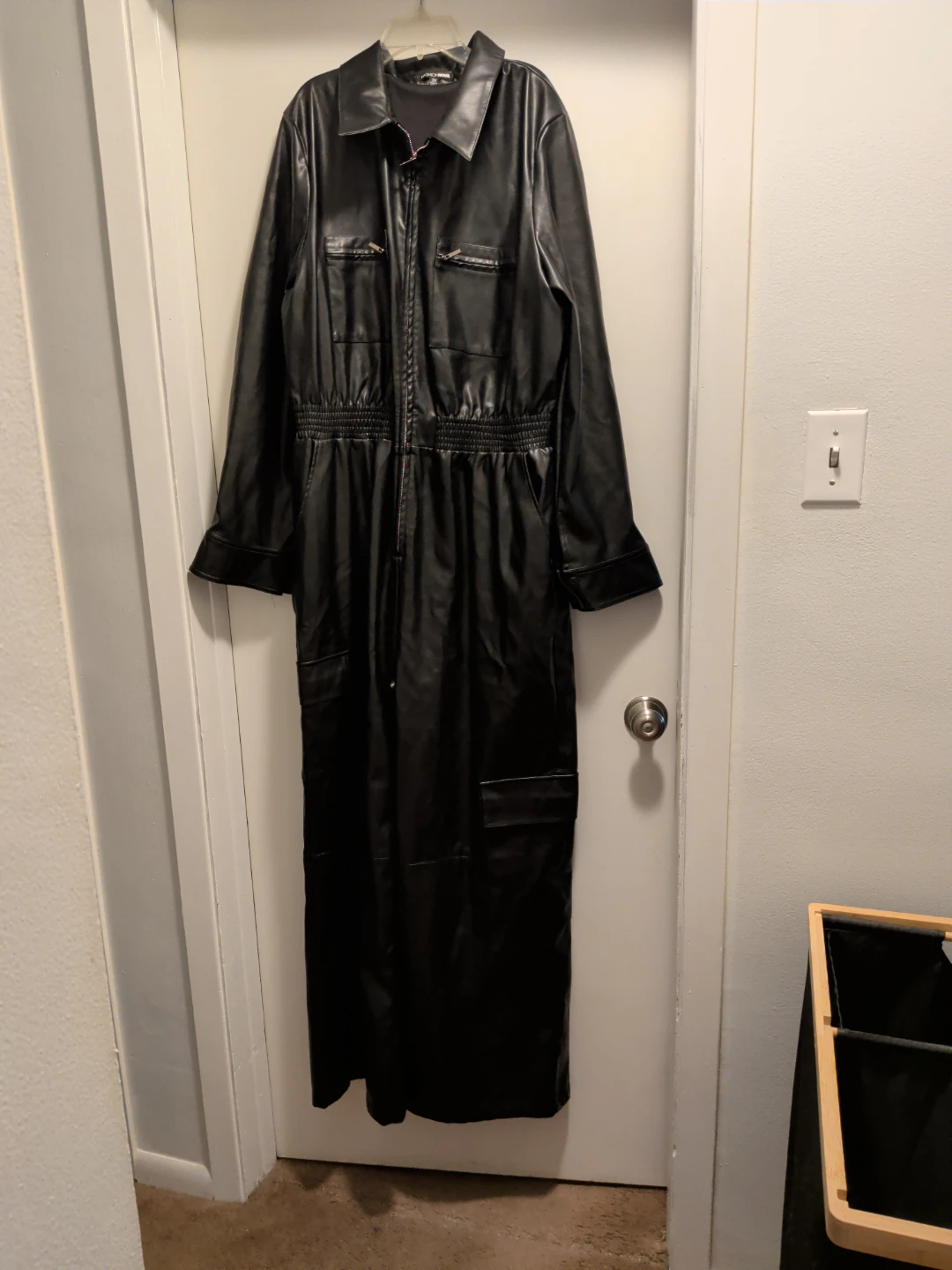 Fashion Nova Black Faux Leather Jumpsuit 3X