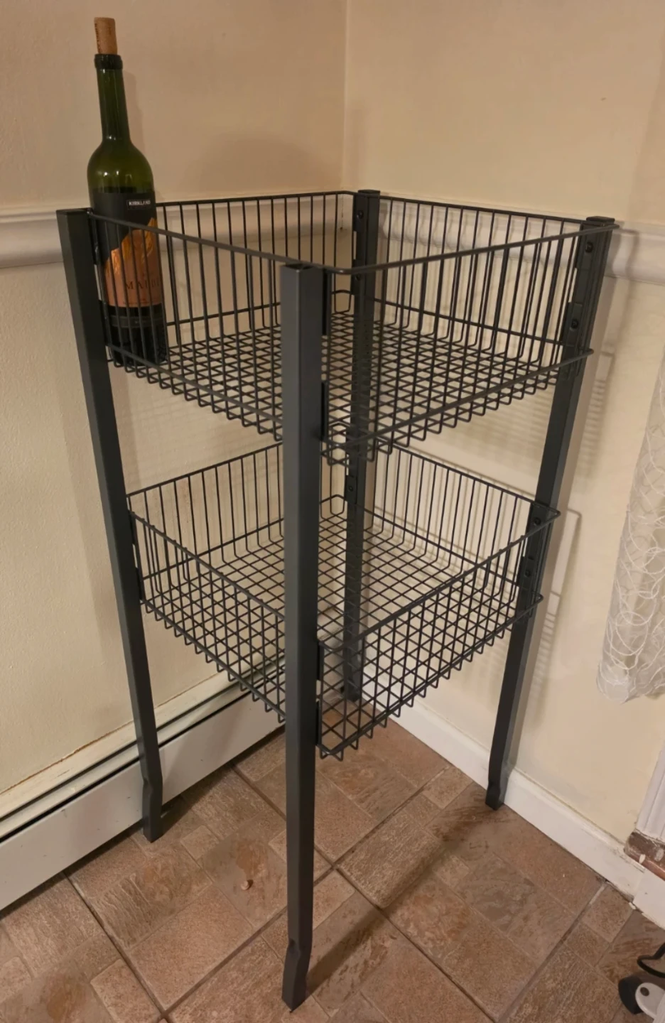 2-Tier Metal Wire Basket Stand
