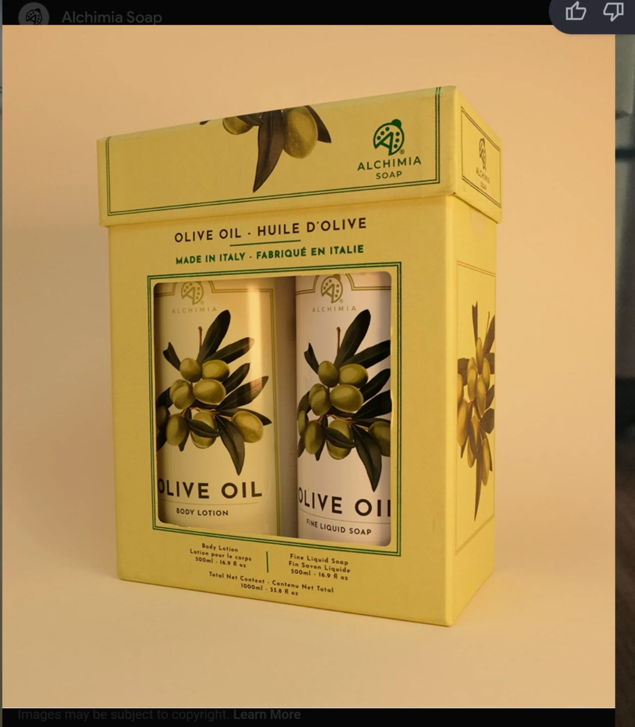 Alchimia Soap Olive Oil Body Lotion & Fine Liquid Soap Gift Set