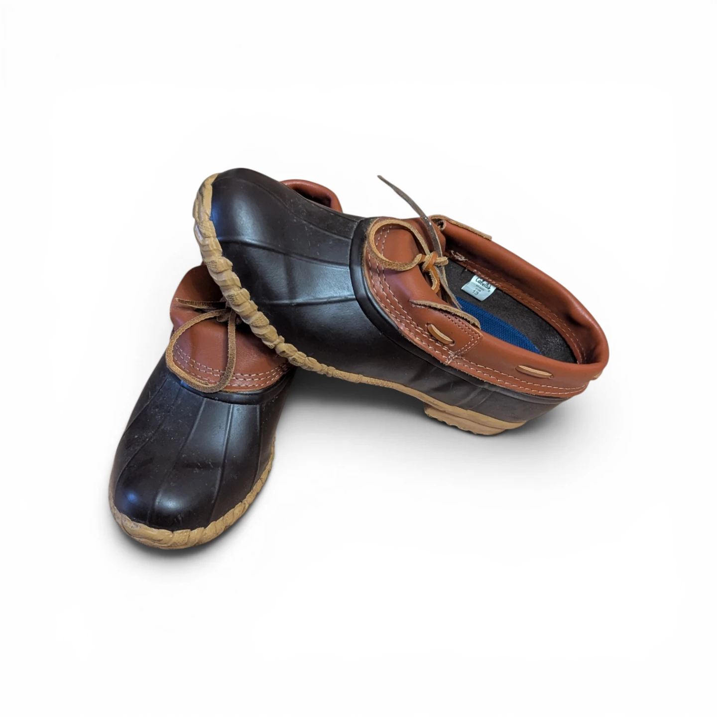 BARELY WORN MENS 13 Cabelas Brown Rubber Slip-On Duck Boots
