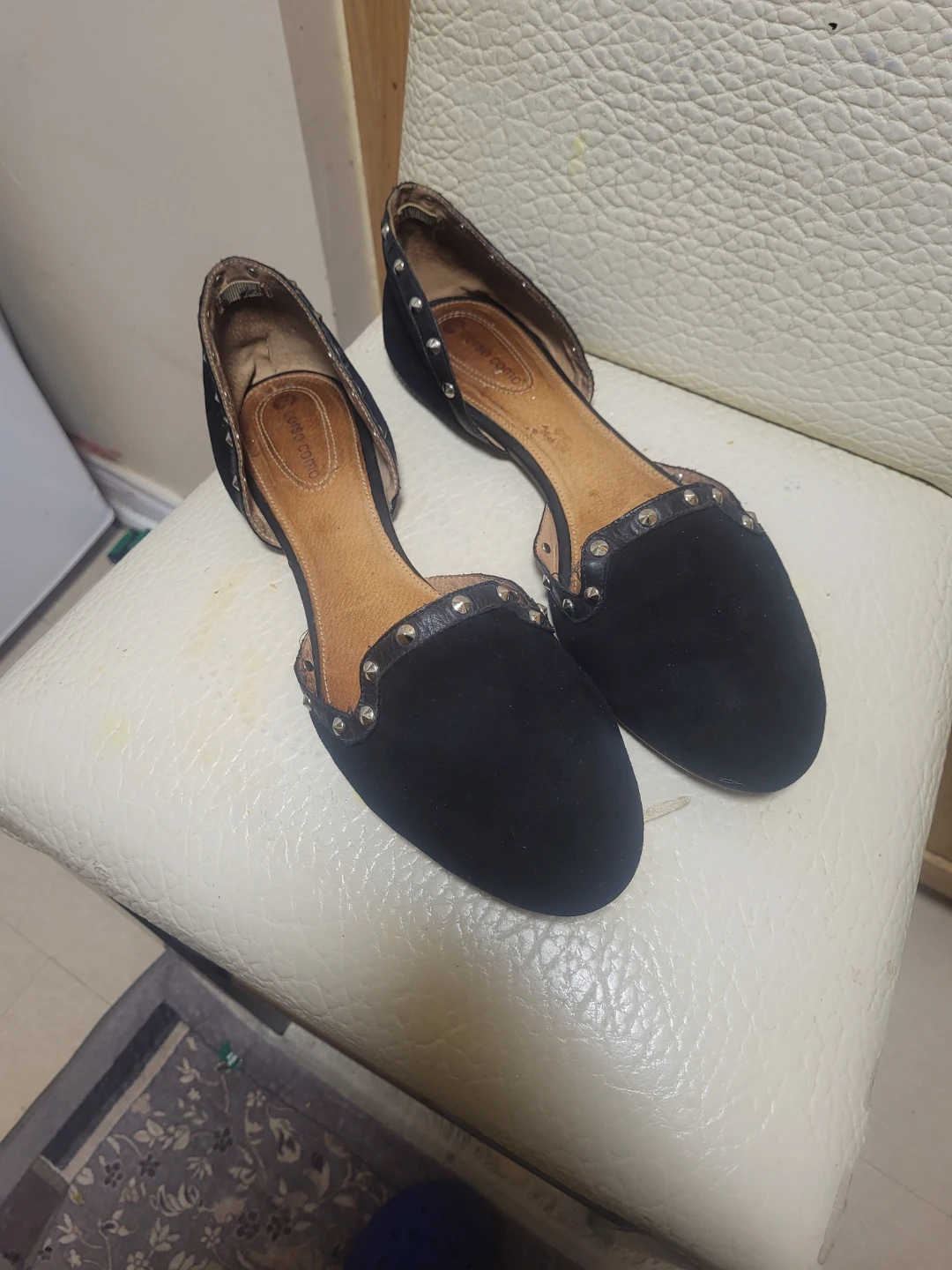 Black Suede Studded D'Orsay Flats - photo 2
