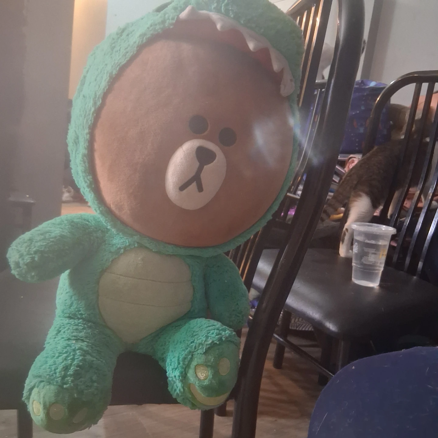 Line Friends Brown Bear in Dinosaur Costume Plush Toy