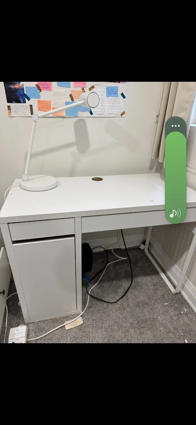 White Desk with Drawer and Lamp