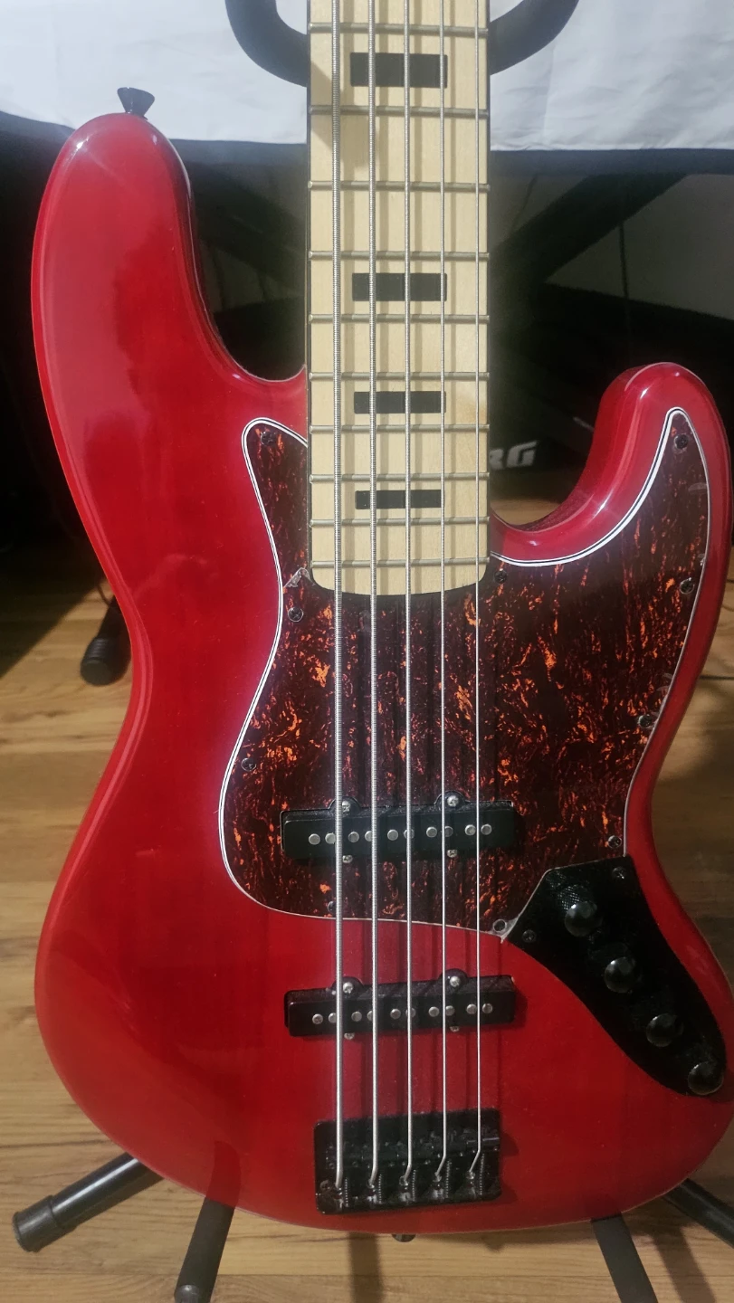 Red 5-String Bass Guitar