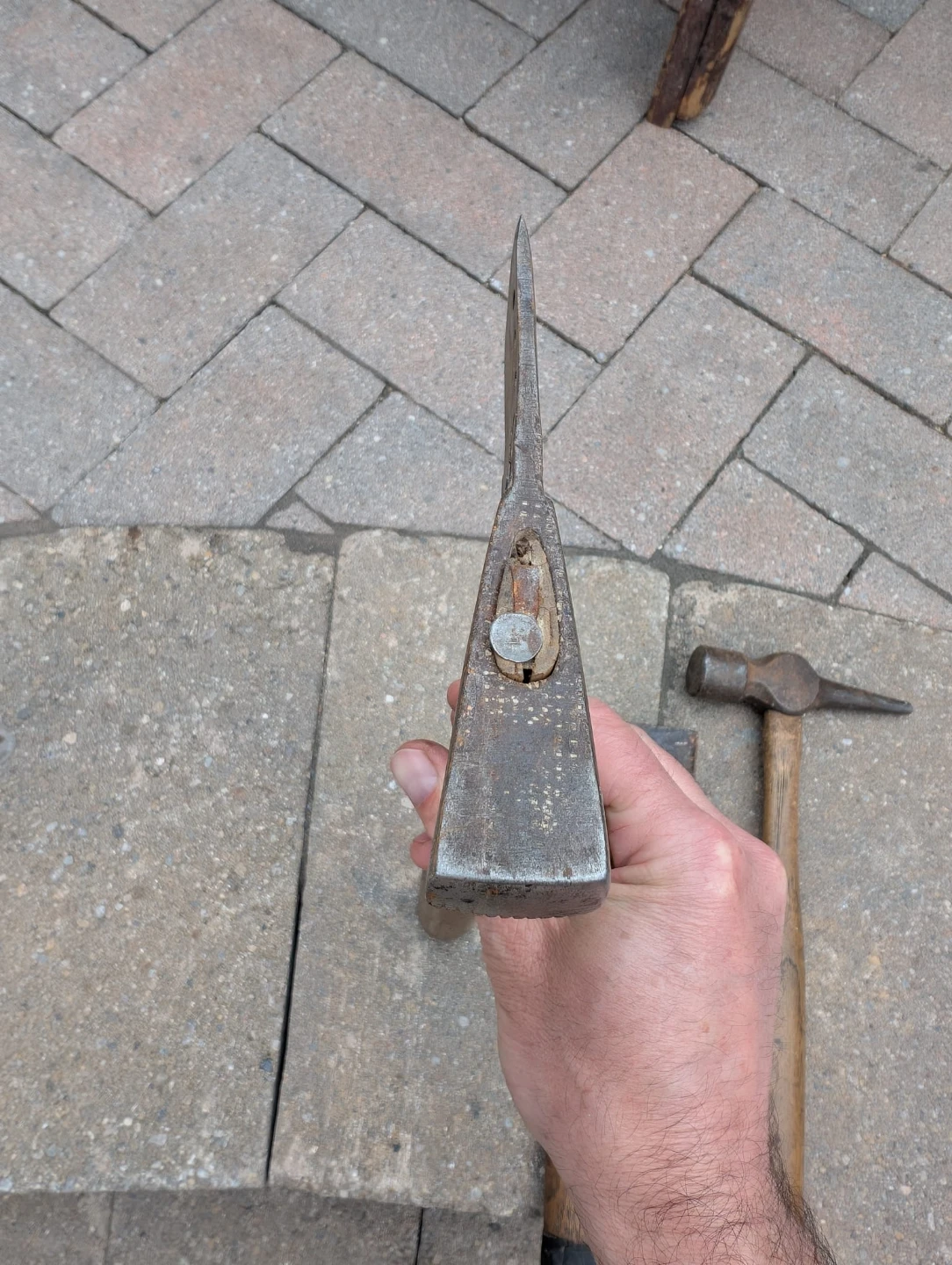 3 Vintage Hatchet Axes and Gray Hammer - photo 4