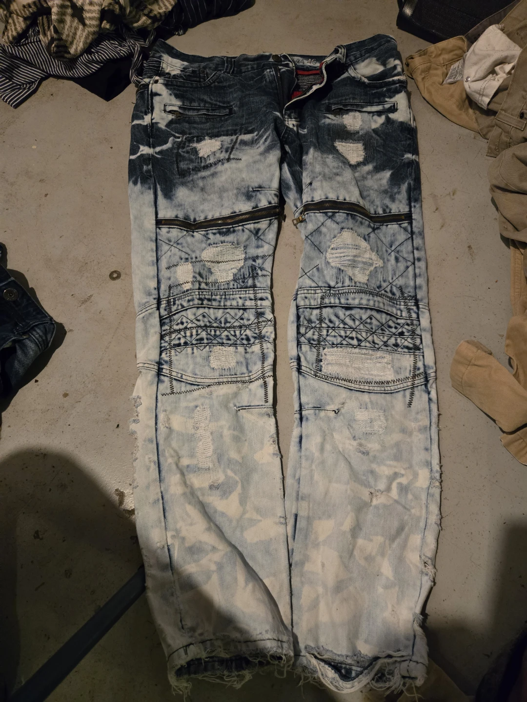 Distressed Moto Denim Jeans