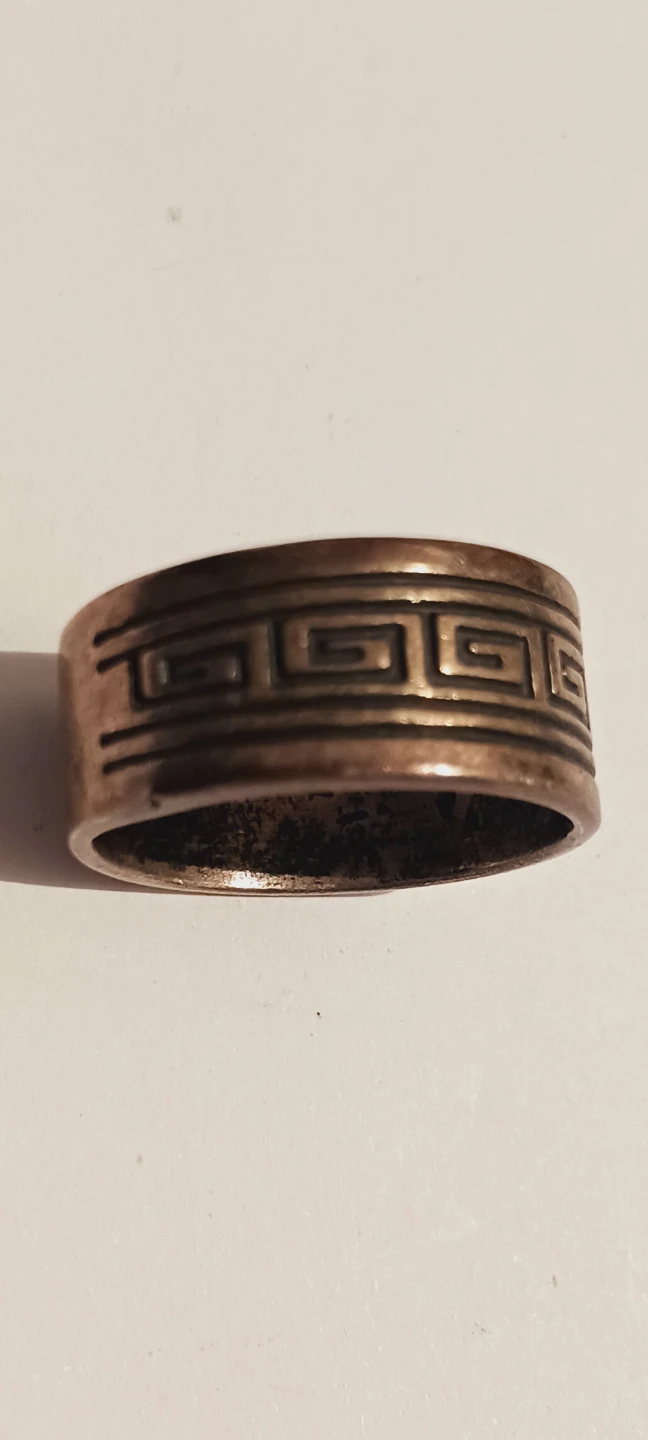Sterling Silver 925 Mexico Signed Greek Key Design Band Ring - photo 4