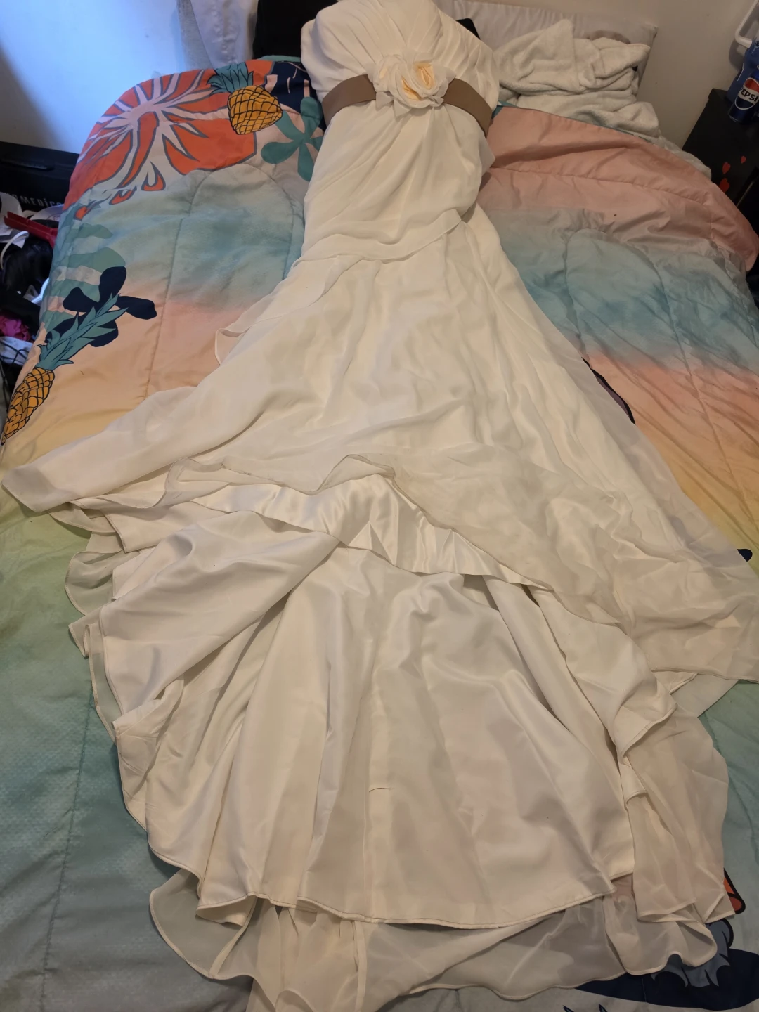 White Wedding Dress with Flower Detail