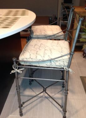 Vintage Set of 2 Wrought Iron Bar Stools - photo 2