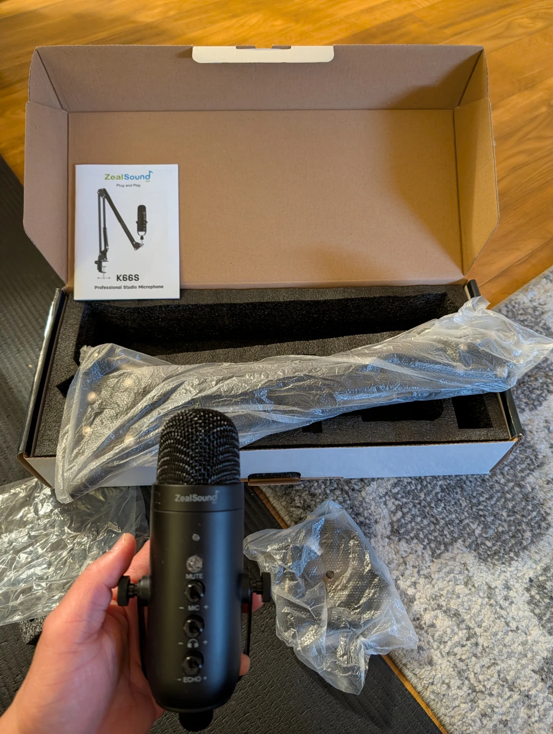 ZealSound K66S Professional Studio Microphone with Boom Arm