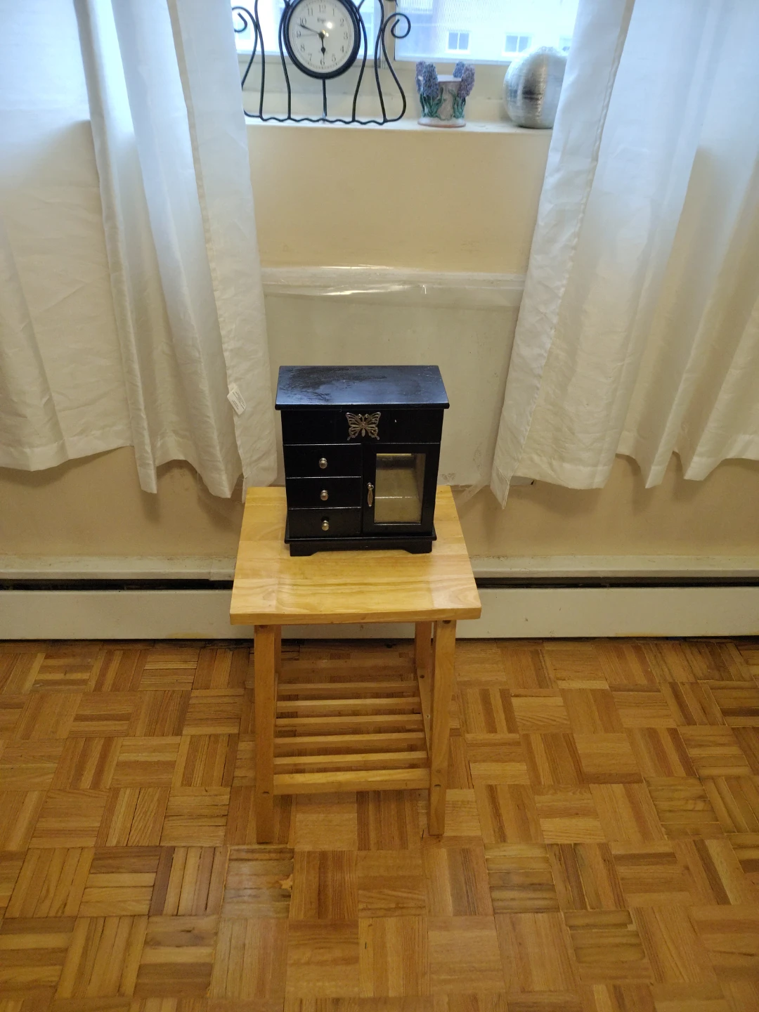 Black Jewelry Box with Butterfly Accent