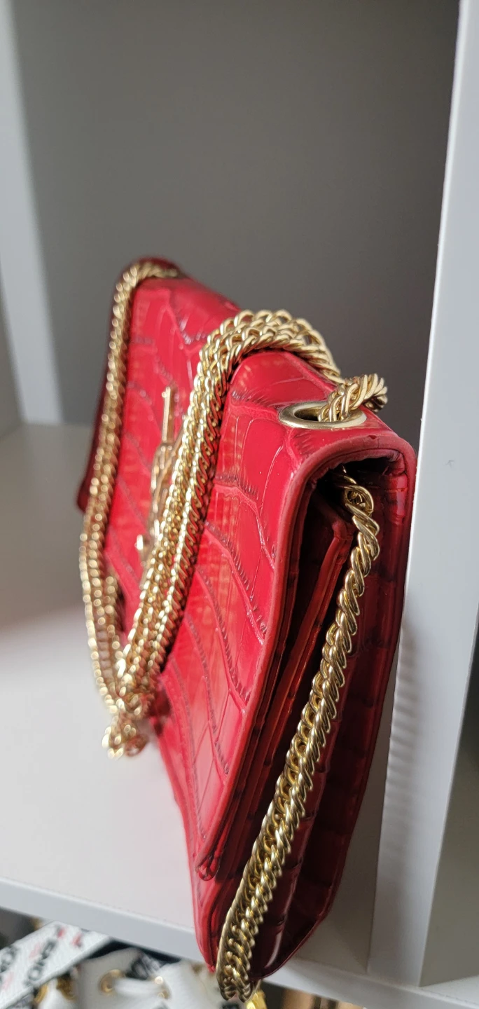 Red Croc Embossed Chain Shoulder Bag - photo 2