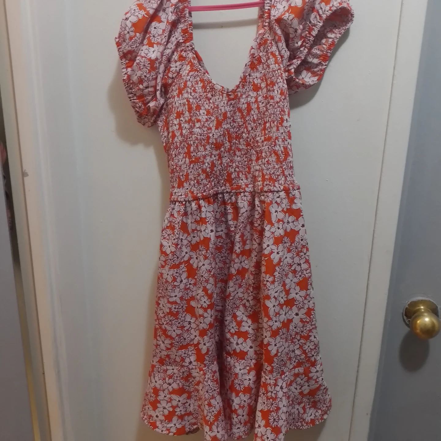 Orange Floral Print Ruffle Dress - photo 3