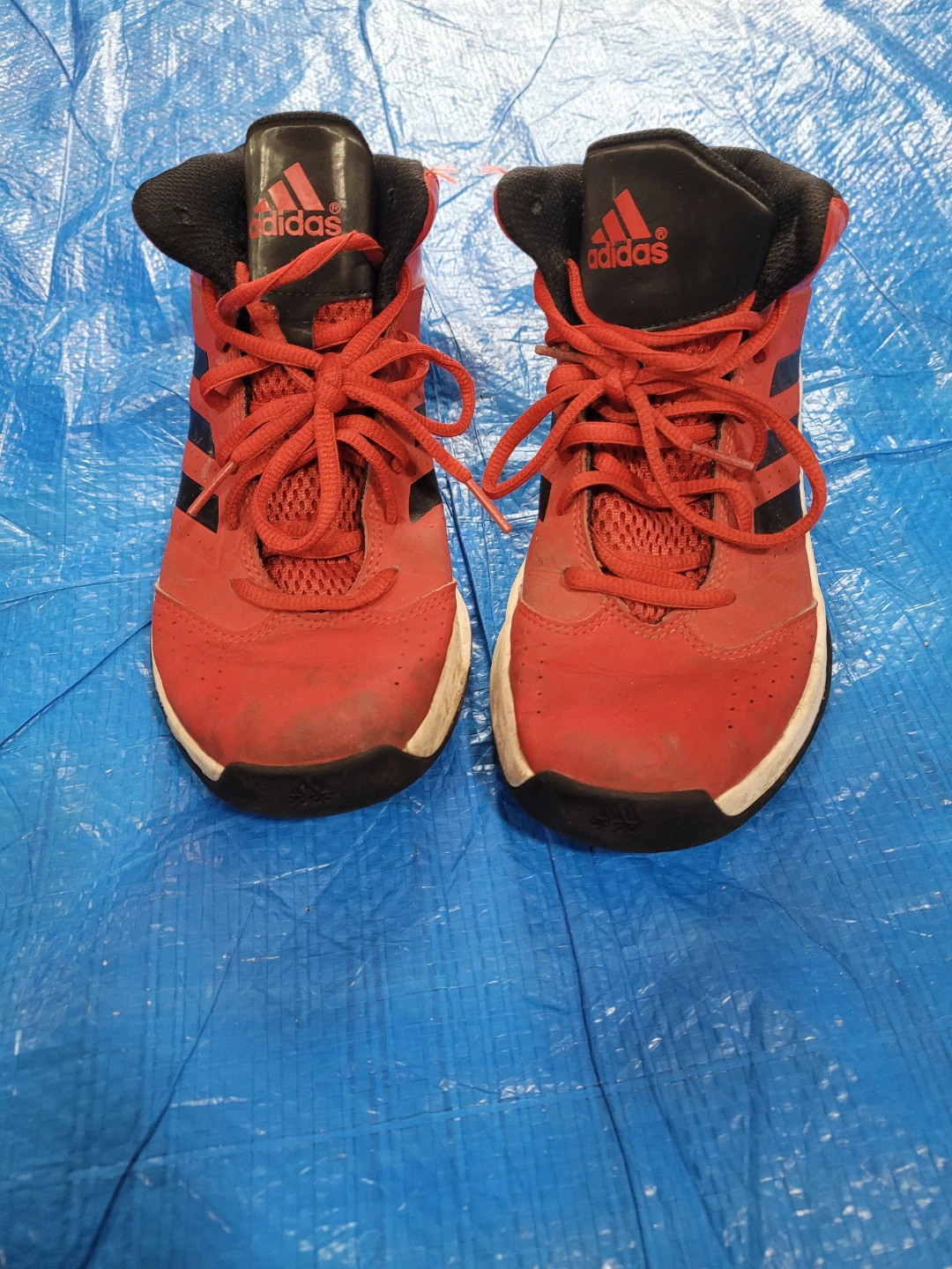 Adidas Red & Black High-Top Shoes
