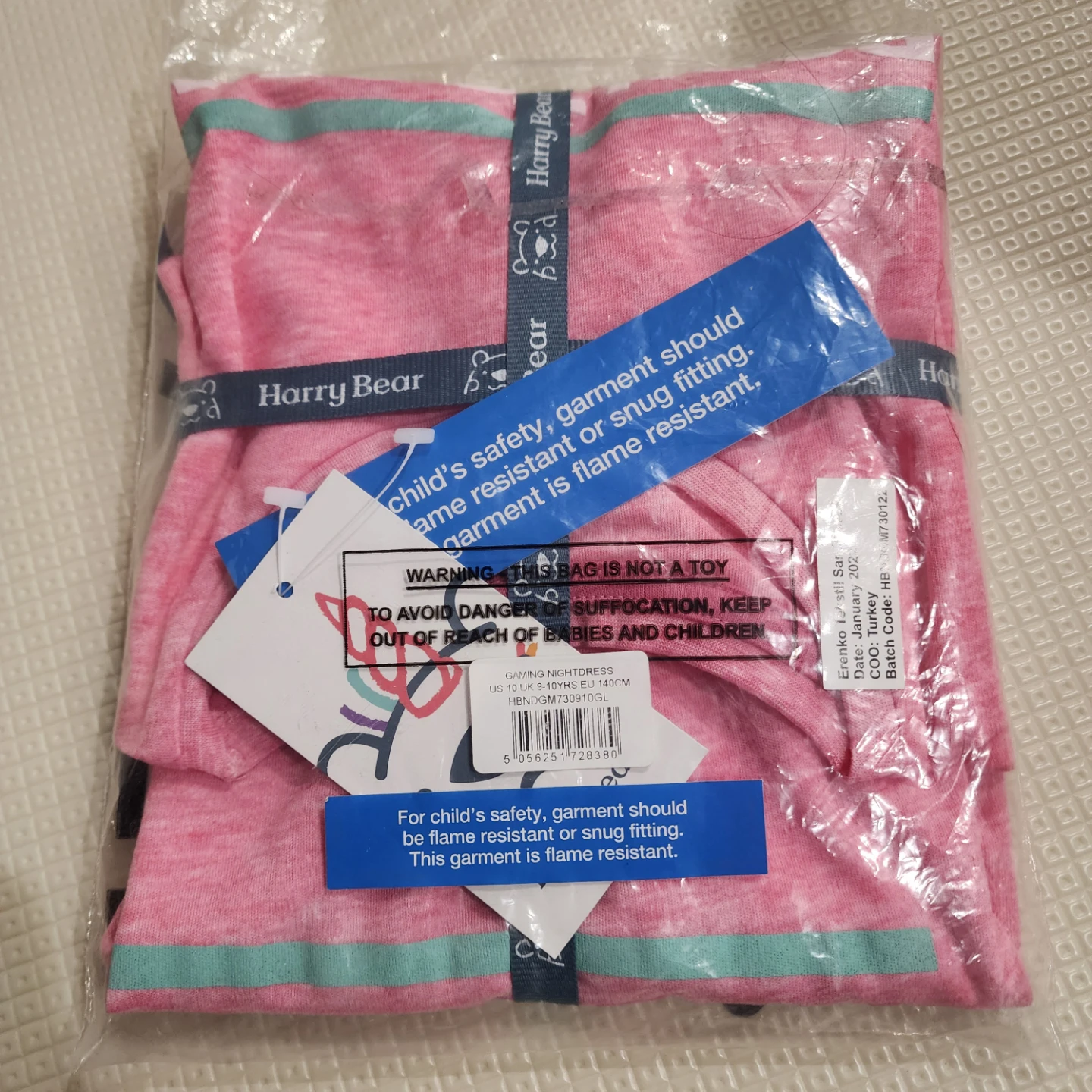 Harry Bear Girls' Nightdress - Pink Gamer Design - Size 6 Years - photo 3