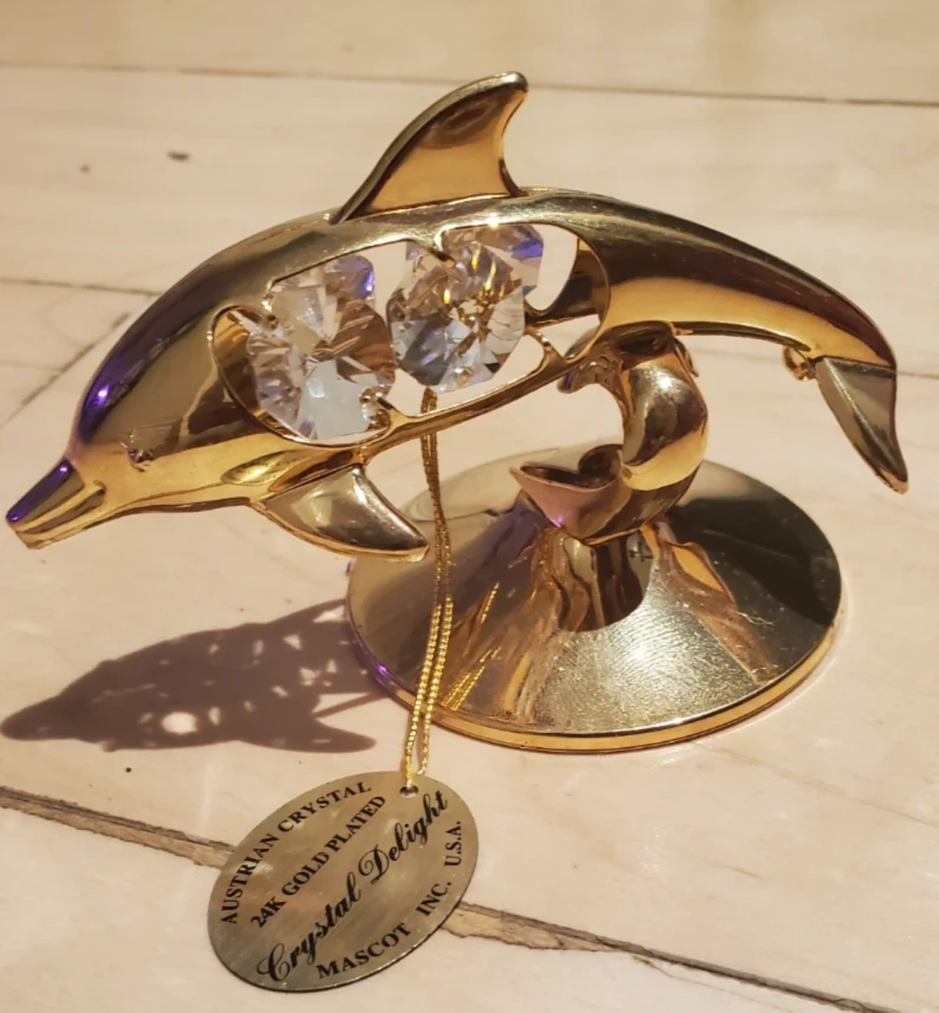 Crystal Delight Gold Plated Dolphin Figurine
