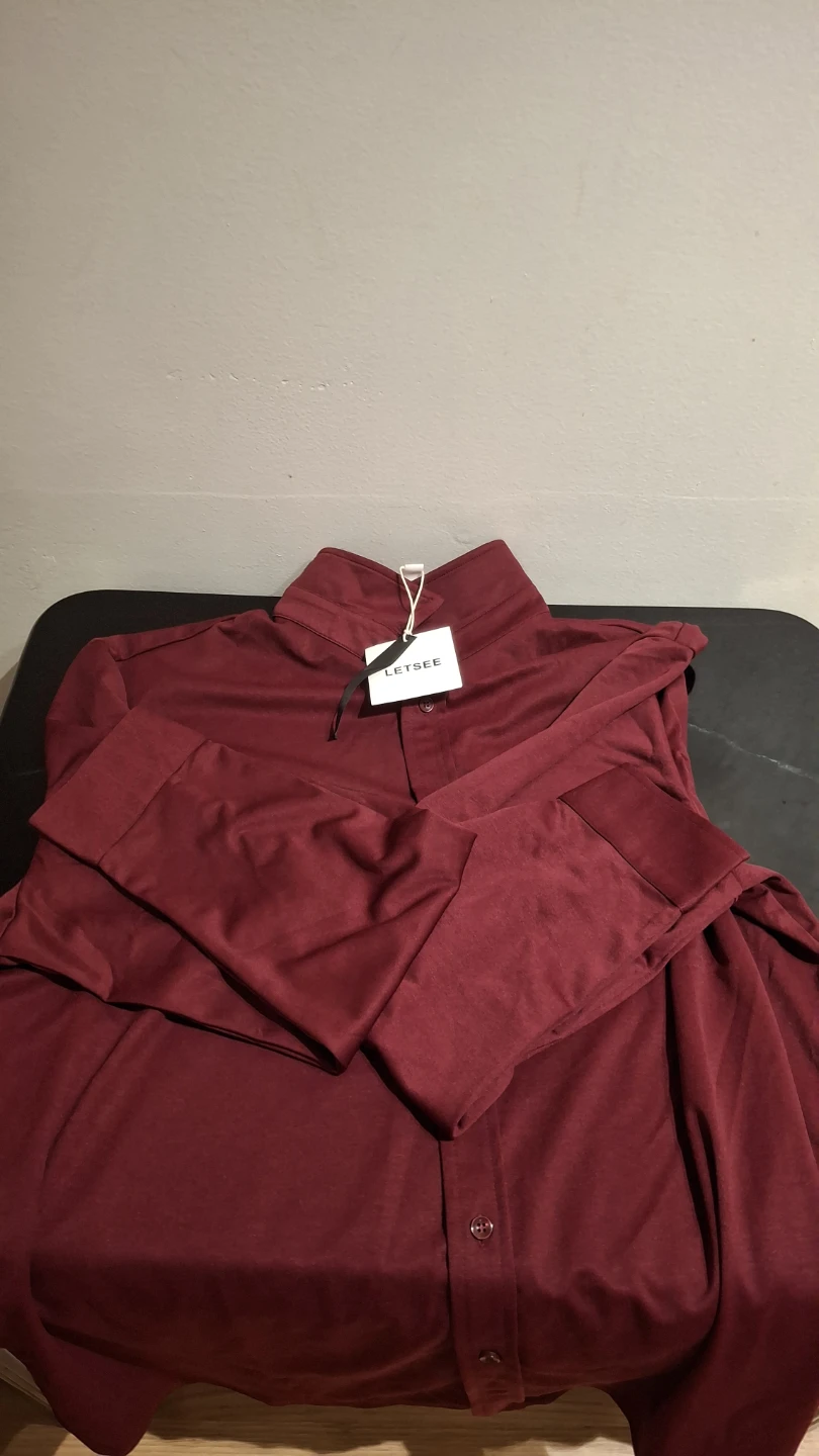LETSEE Burgundy Long Sleeve Shirt - 3XL