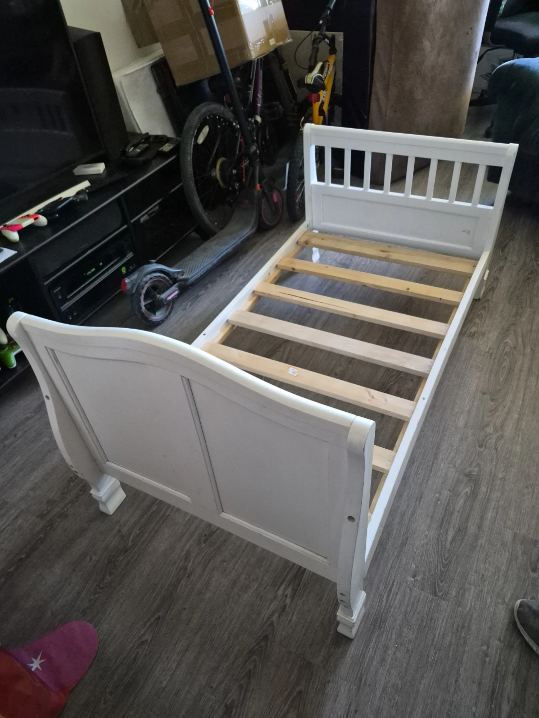 White Sleigh Style Toddler Bed