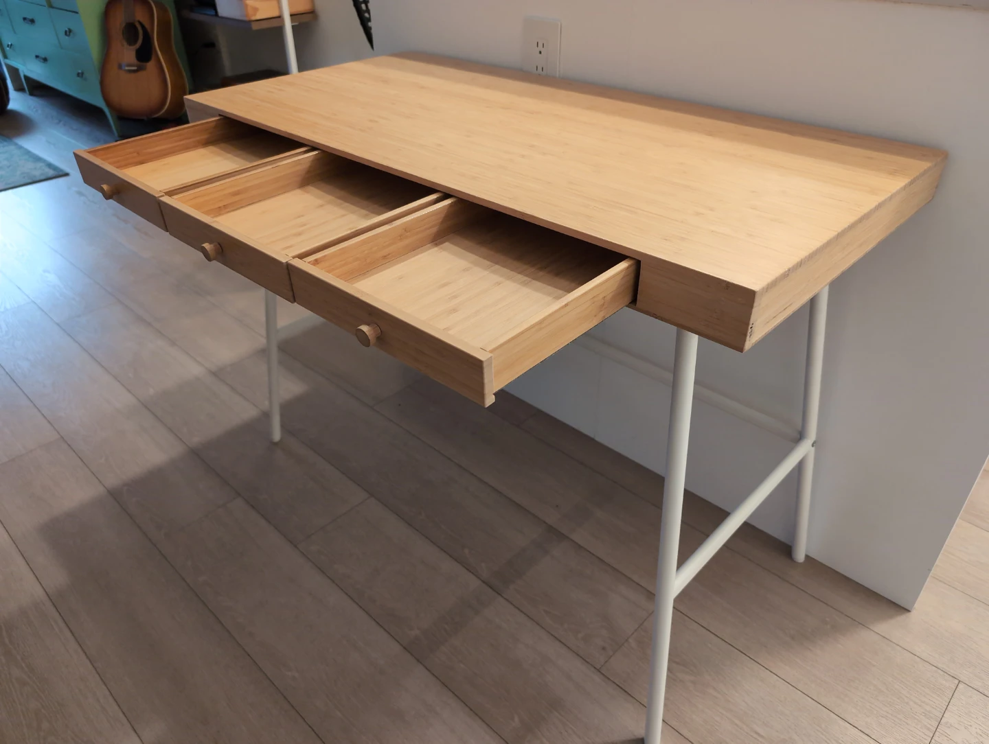 Bamboo Desk with 3 Drawers (Lillasen from Ikea) - photo 3