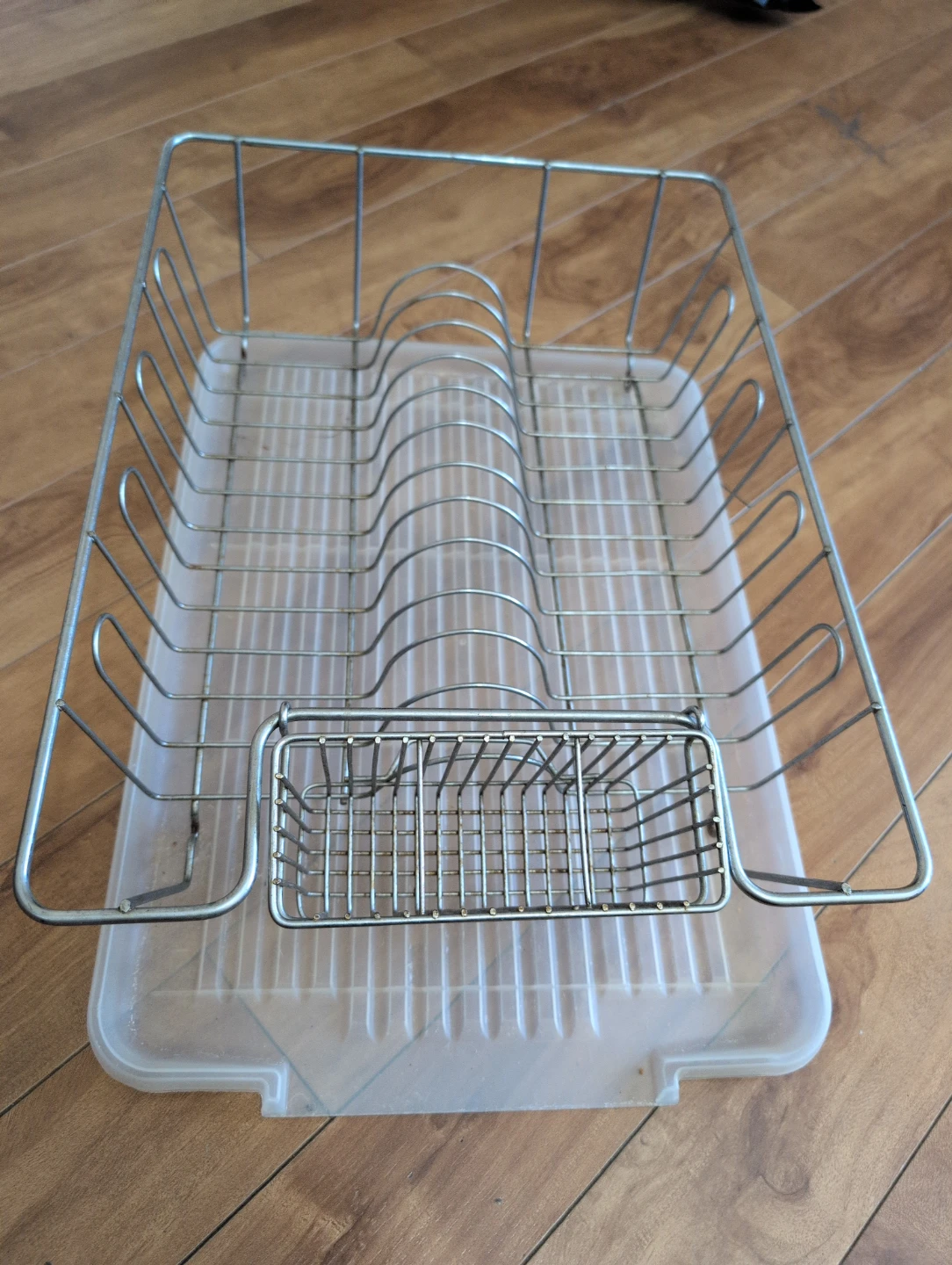 Silver Metal Dish Rack with Cutlery Holder