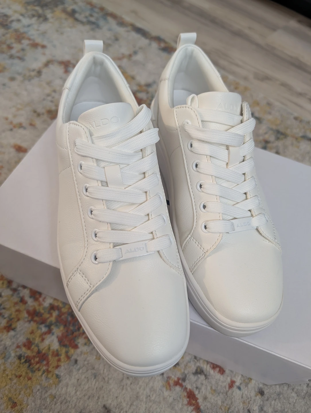 ALDO White Leather Sneakers - Size 8