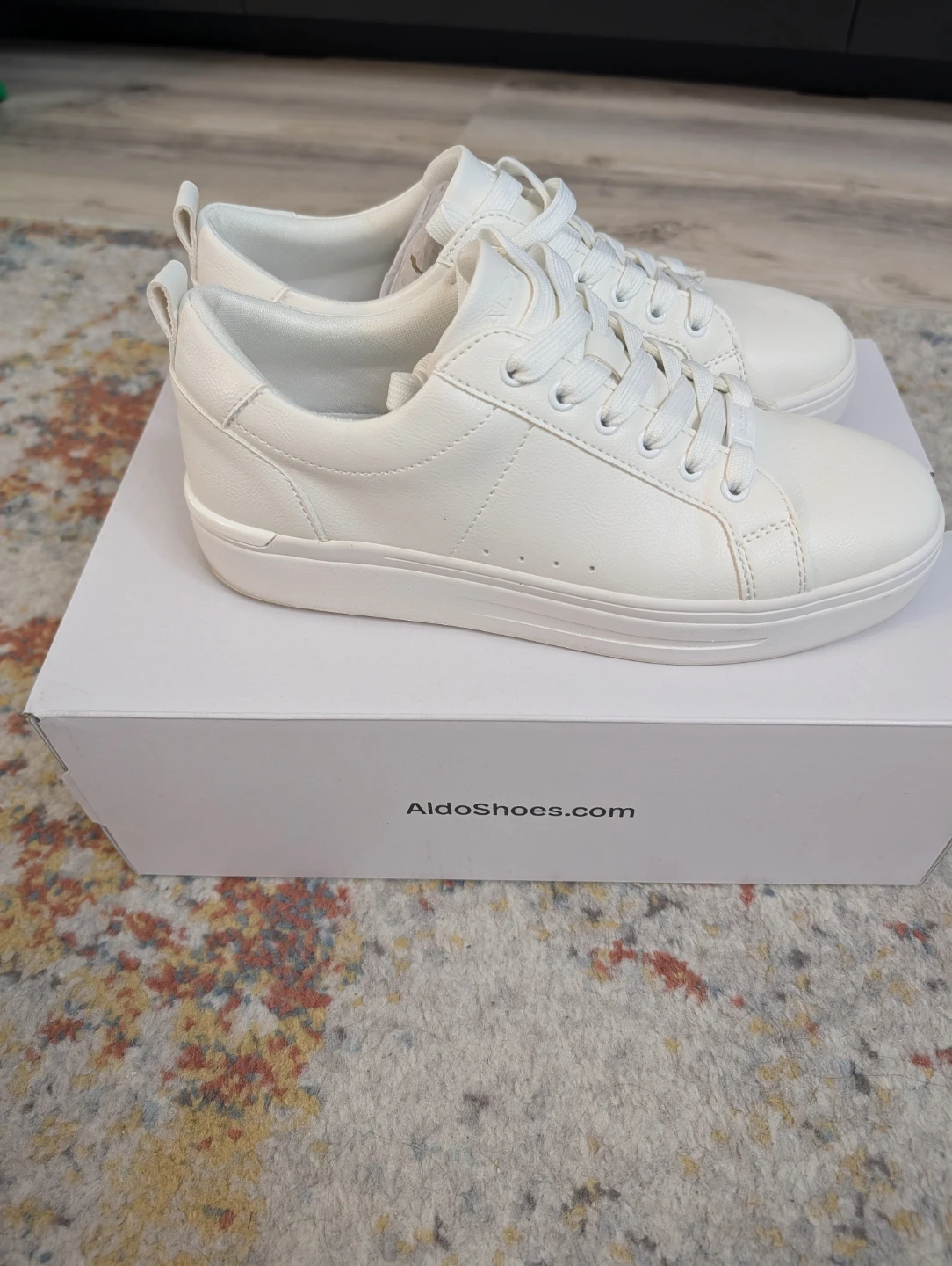 ALDO White Leather Sneakers - Size 8 - photo 2