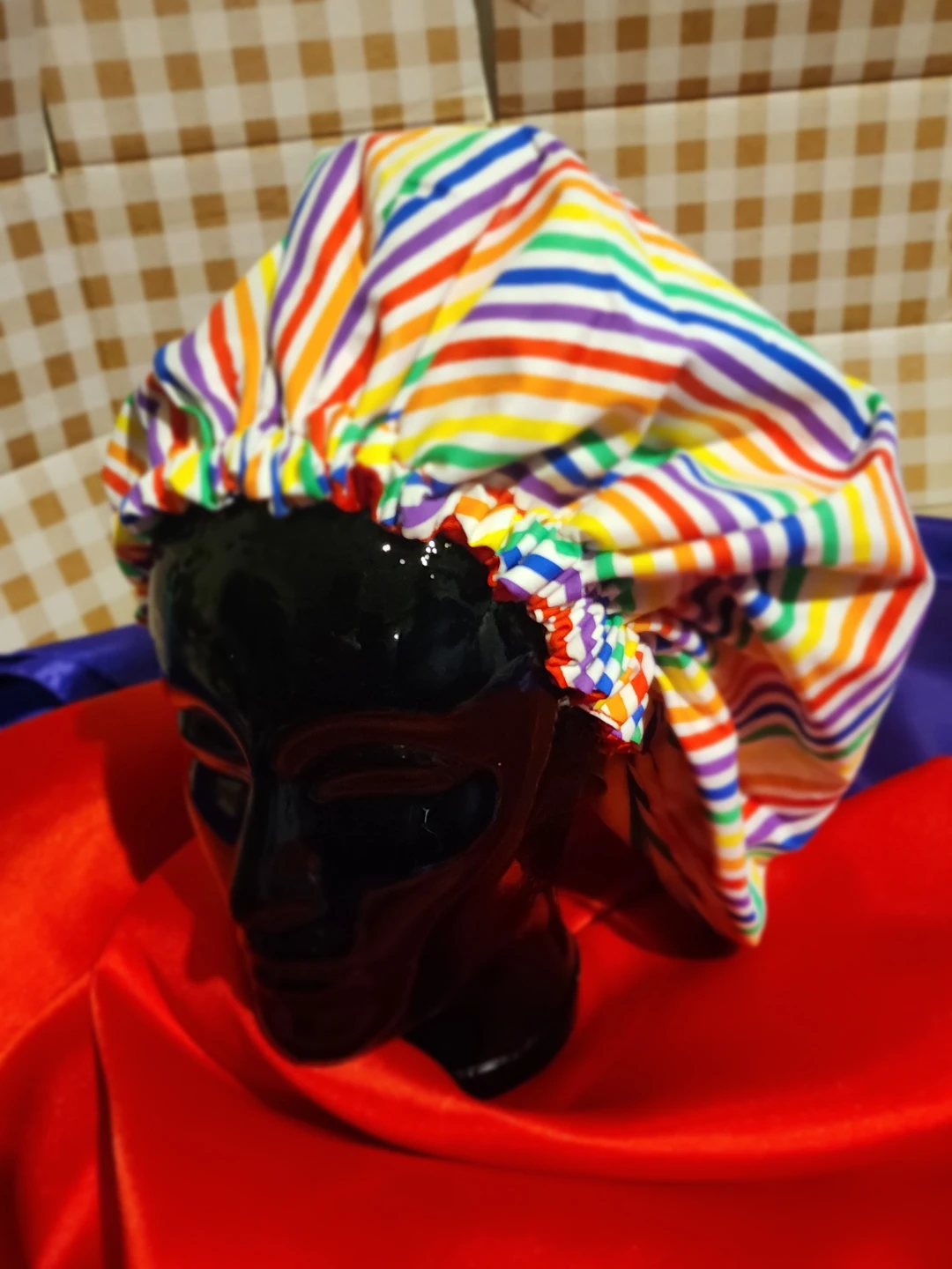 Rainbow Striped Bonnet w/ Satin Lining