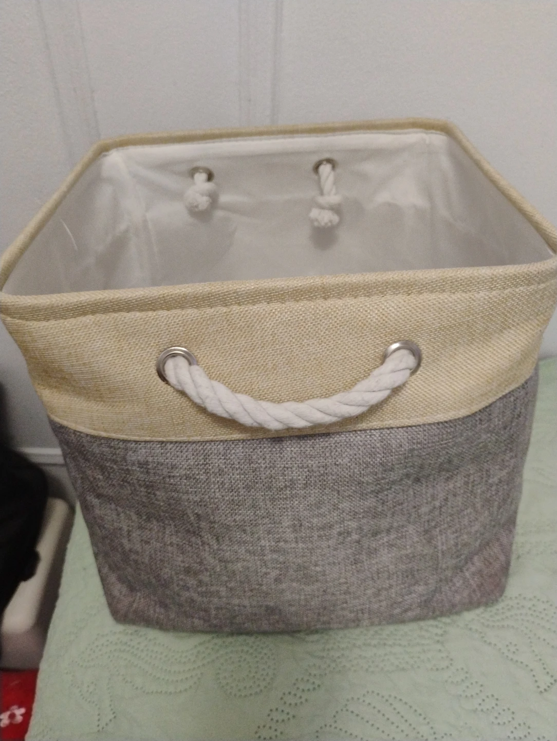 Fabric Storage Basket with Rope Handles