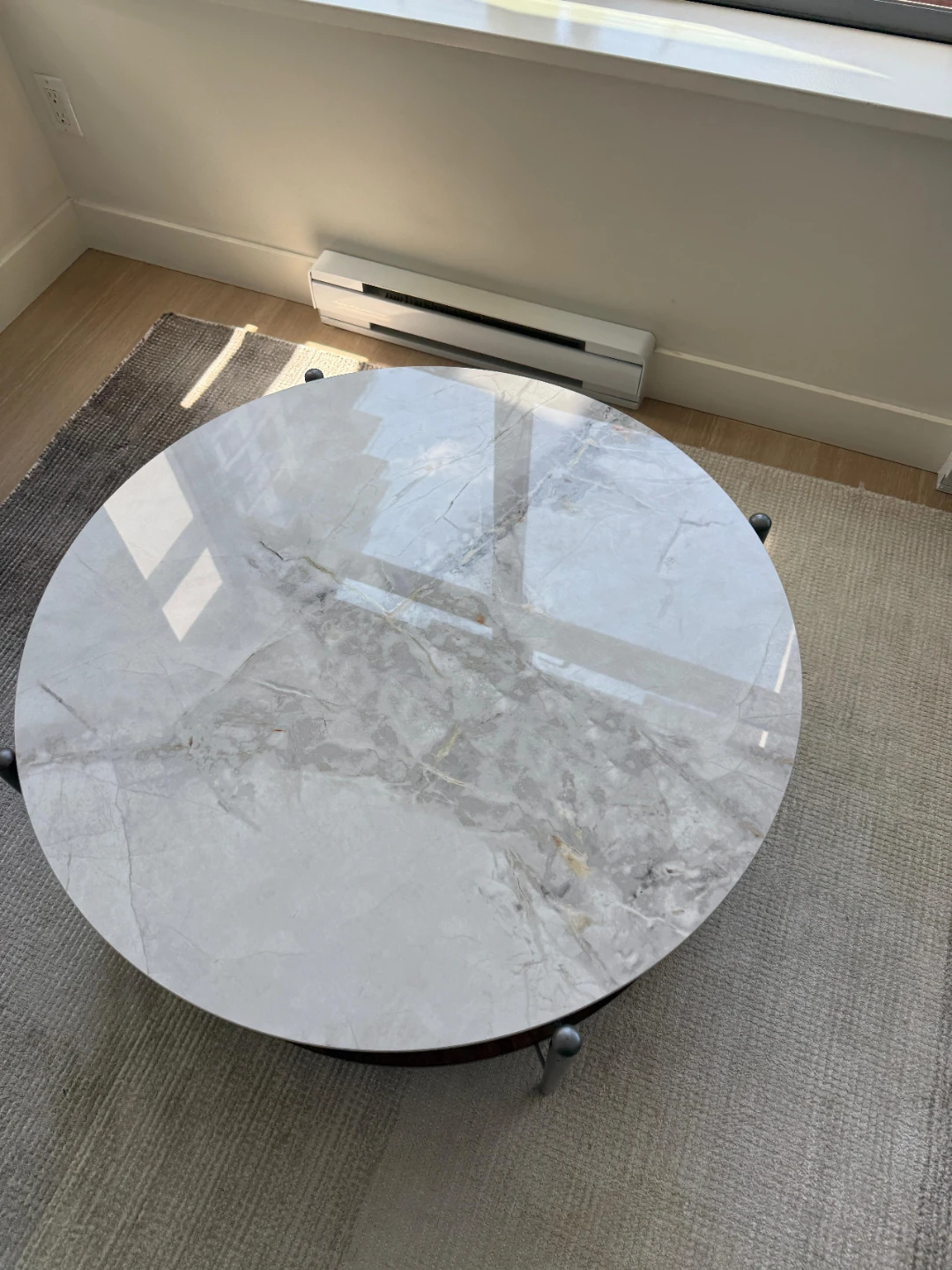 Round Coffee Table - Marble Top & Walnut Base - photo 3