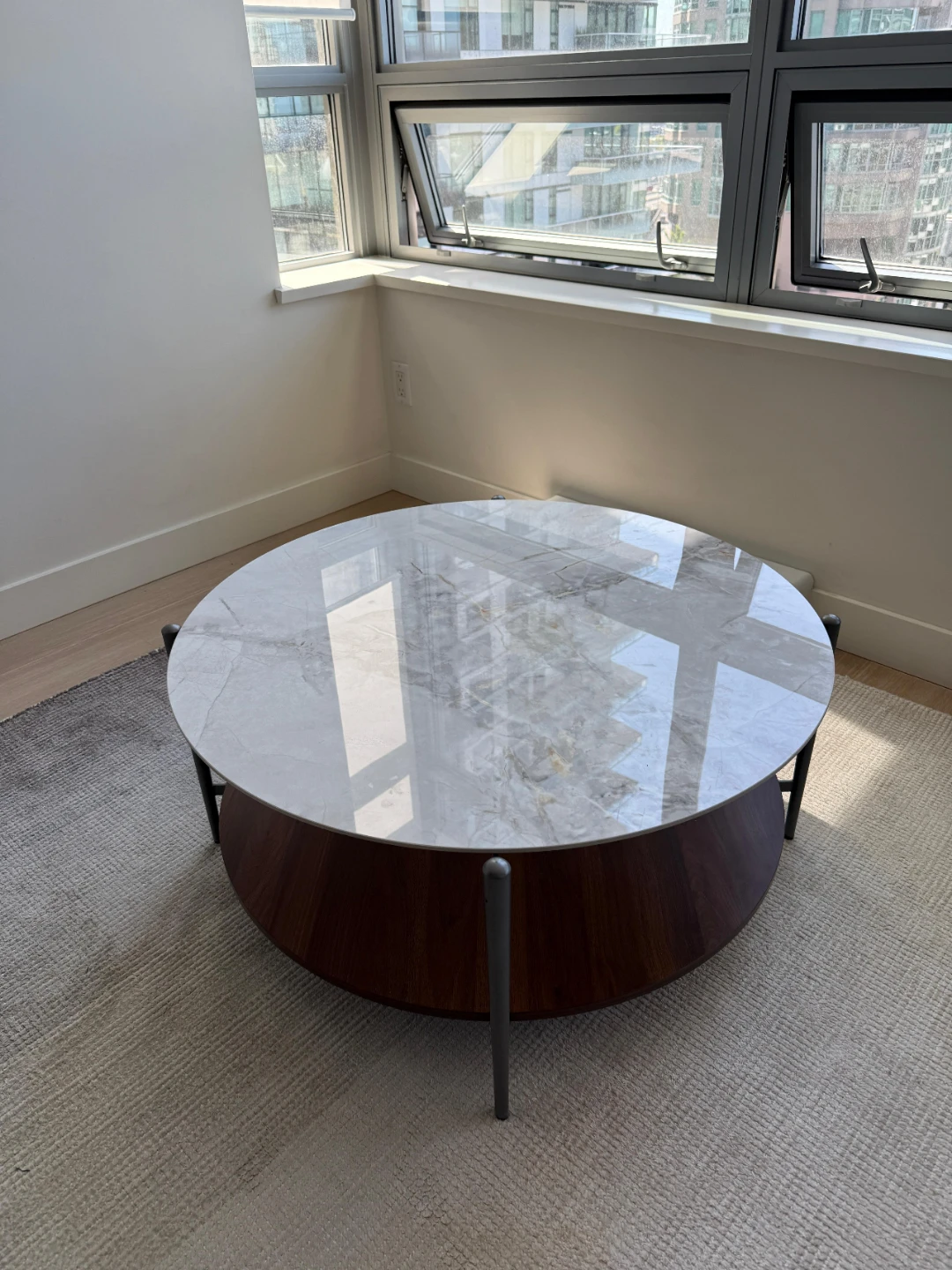 Round Coffee Table - Marble Top & Walnut Base - photo 4