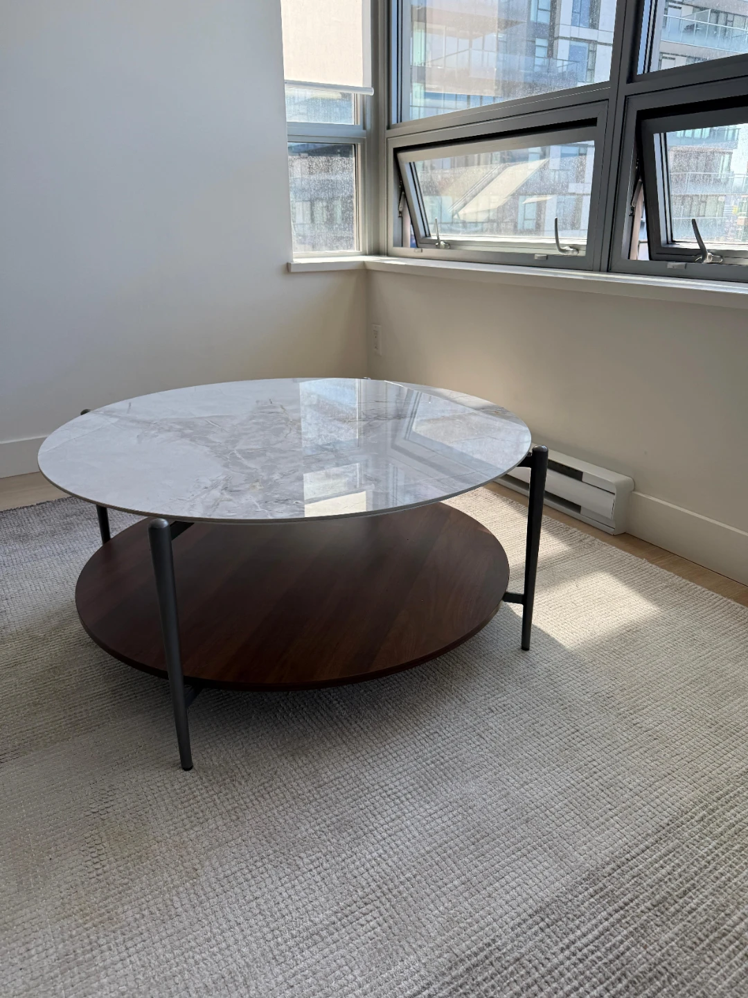 Round Coffee Table - Marble Top & Walnut Base - photo 5
