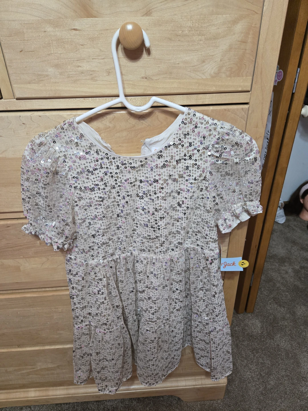 Cat & Jack Cream Sequins Dress M (8)