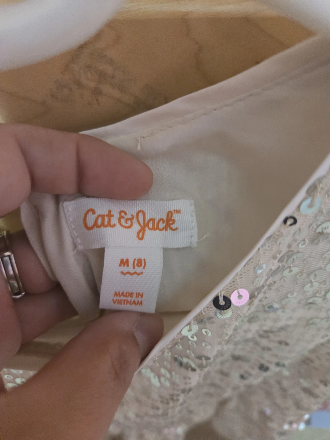 Cat & Jack Cream Sequins Dress M (8) - photo 4