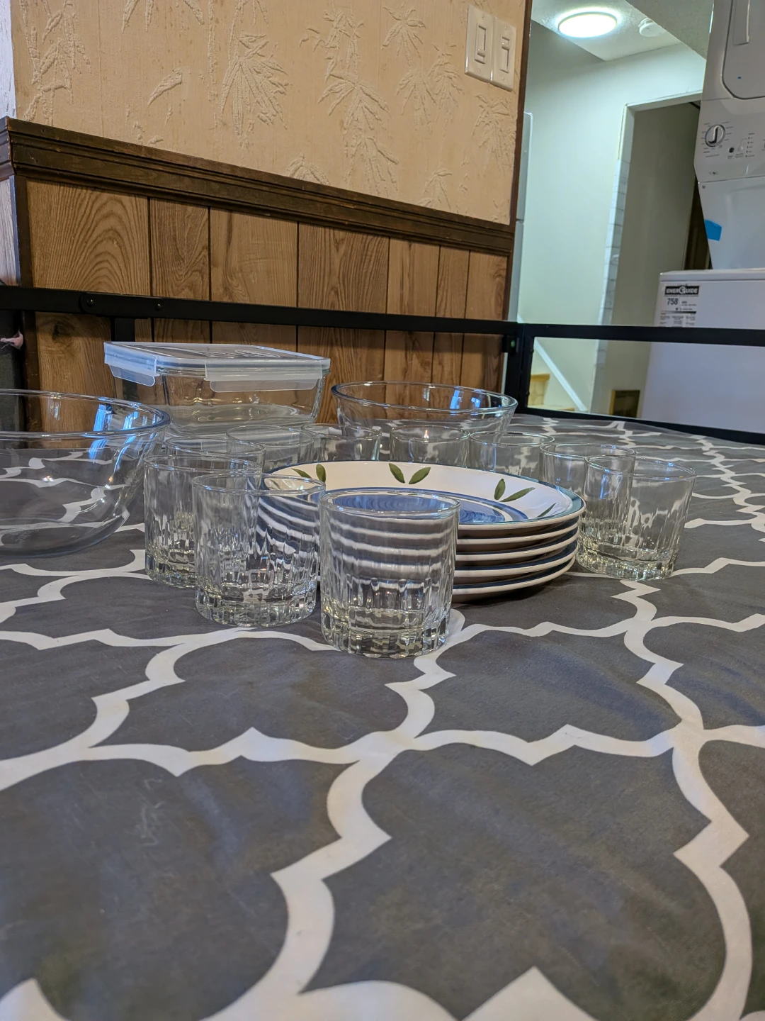 Glassware, Dinner Plates, and Food Storage Set