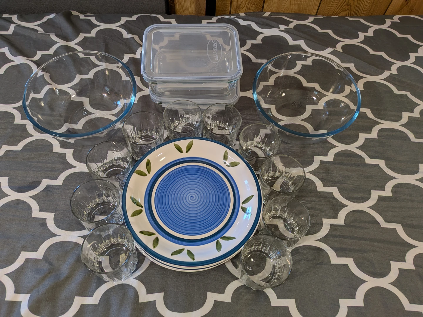 Glassware, Dinner Plates, and Food Storage Set - photo 2