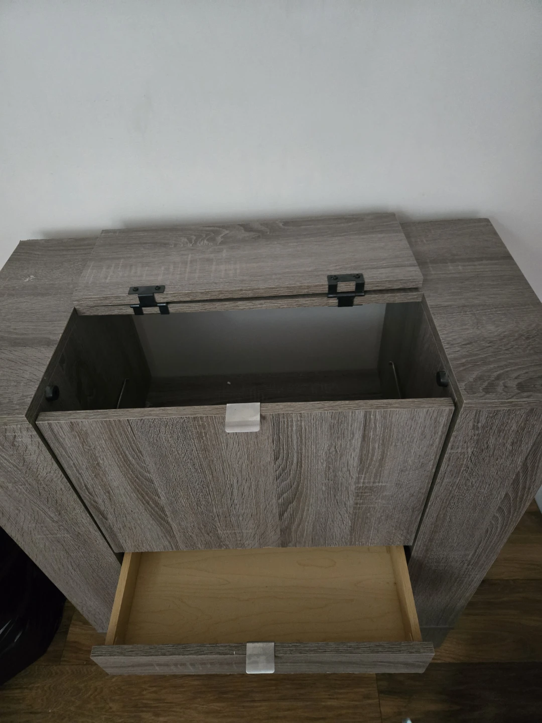 Wood Grain Bar Cabinet with Wine Rack and Drawer - photo 5