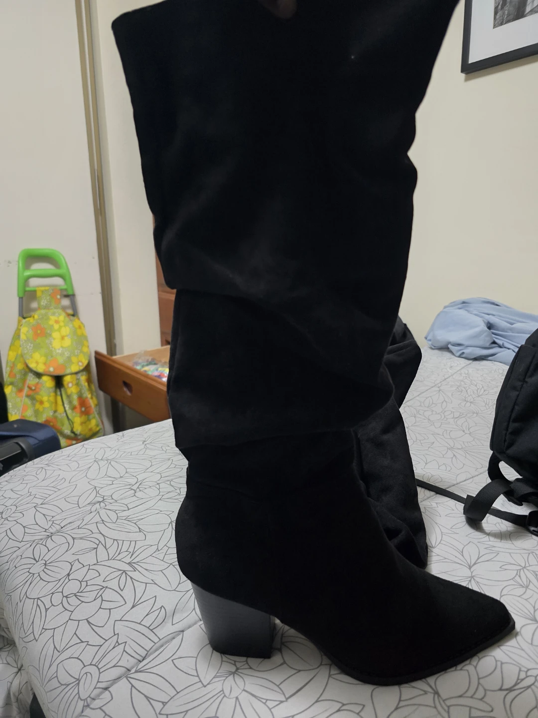 Black Suede Slouch Boots - photo 3