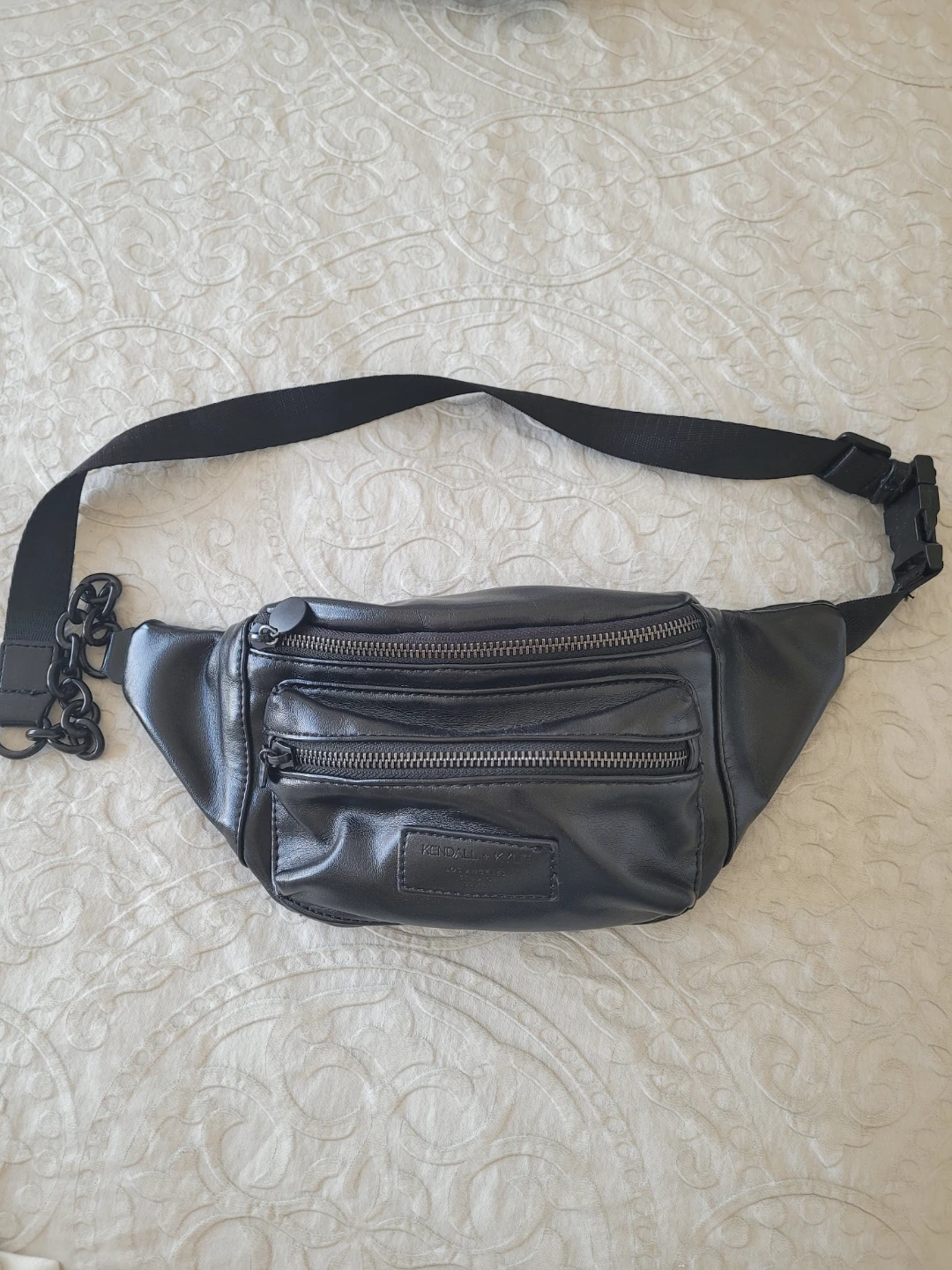 Kendall + Kylie Black Faux Leather Fanny Pack