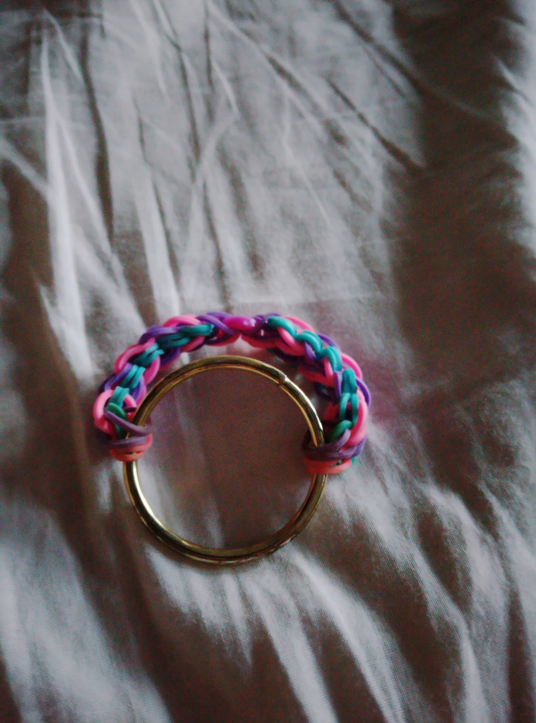 Rainbow Loom Bracelet with gold ring