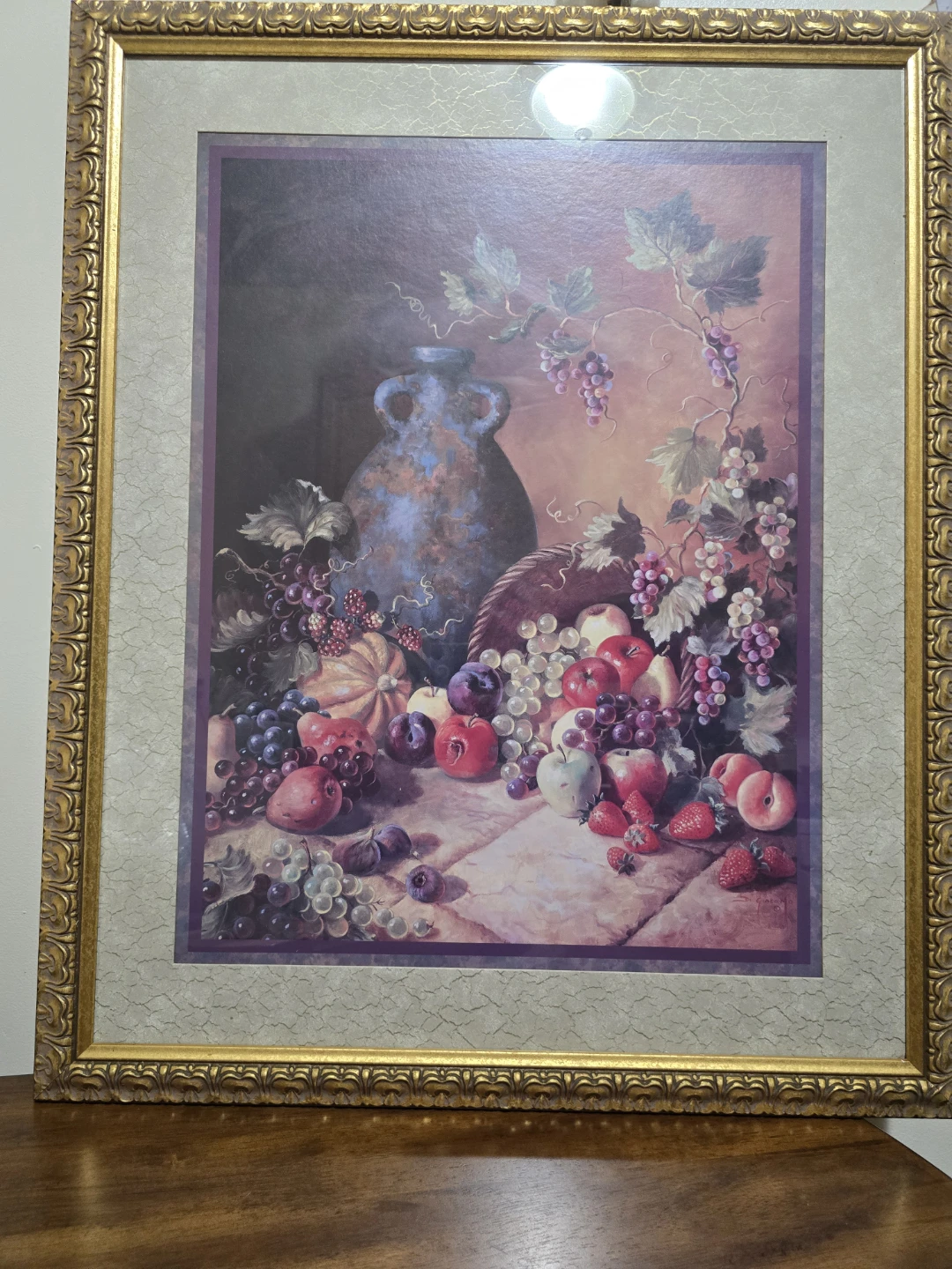 Home Interiors Framed Still Life Fruit Picture