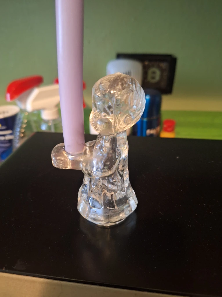 Glass Candle Holder with Purple Candle - photo 2