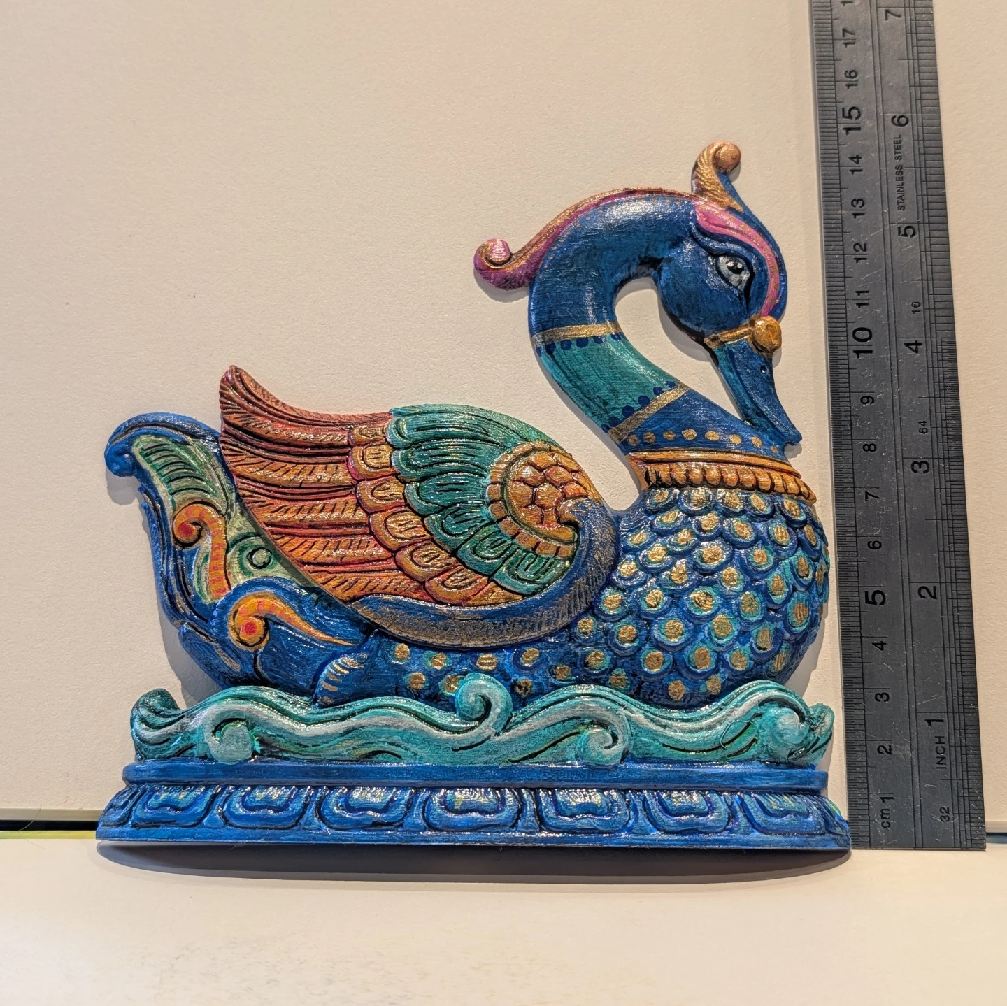 Hand-Painted Peacock Swan Figurine - photo 2