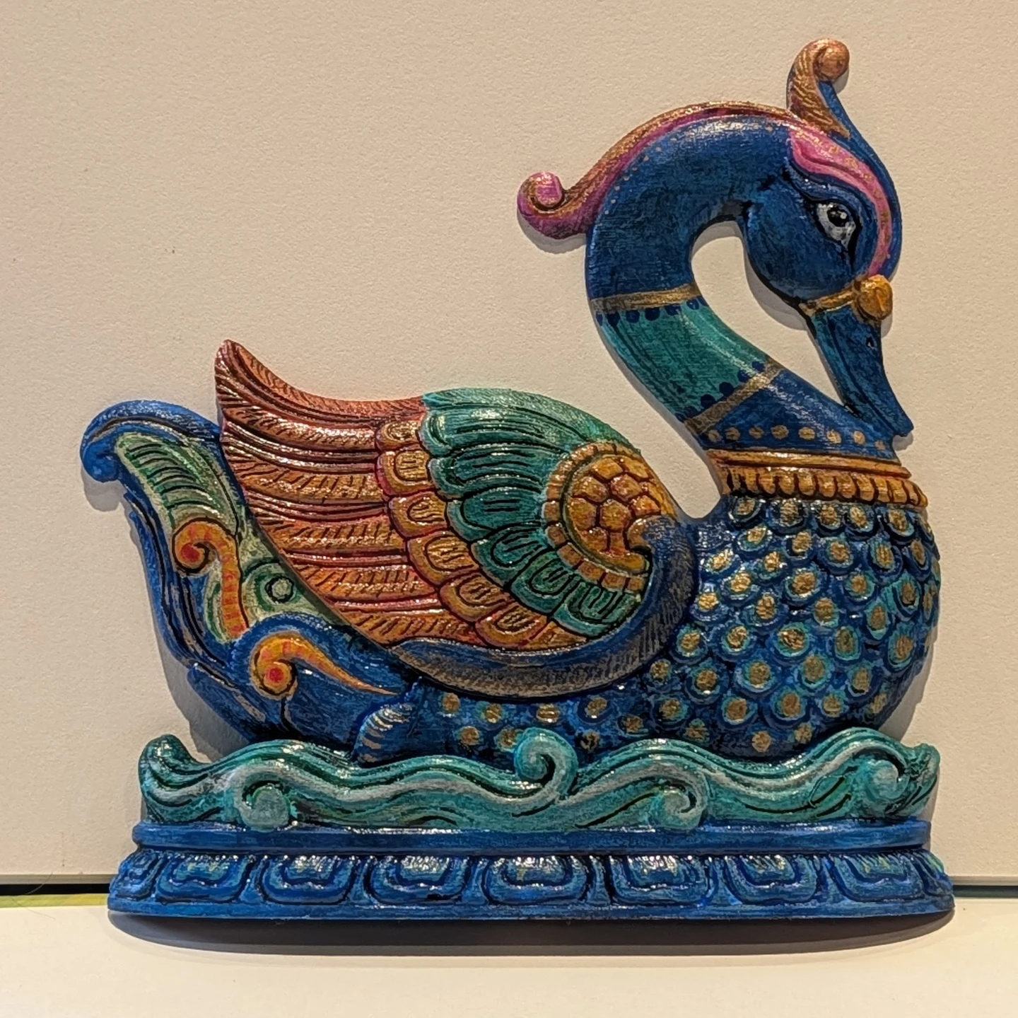 Hand-Painted Peacock Swan Figurine - photo 3