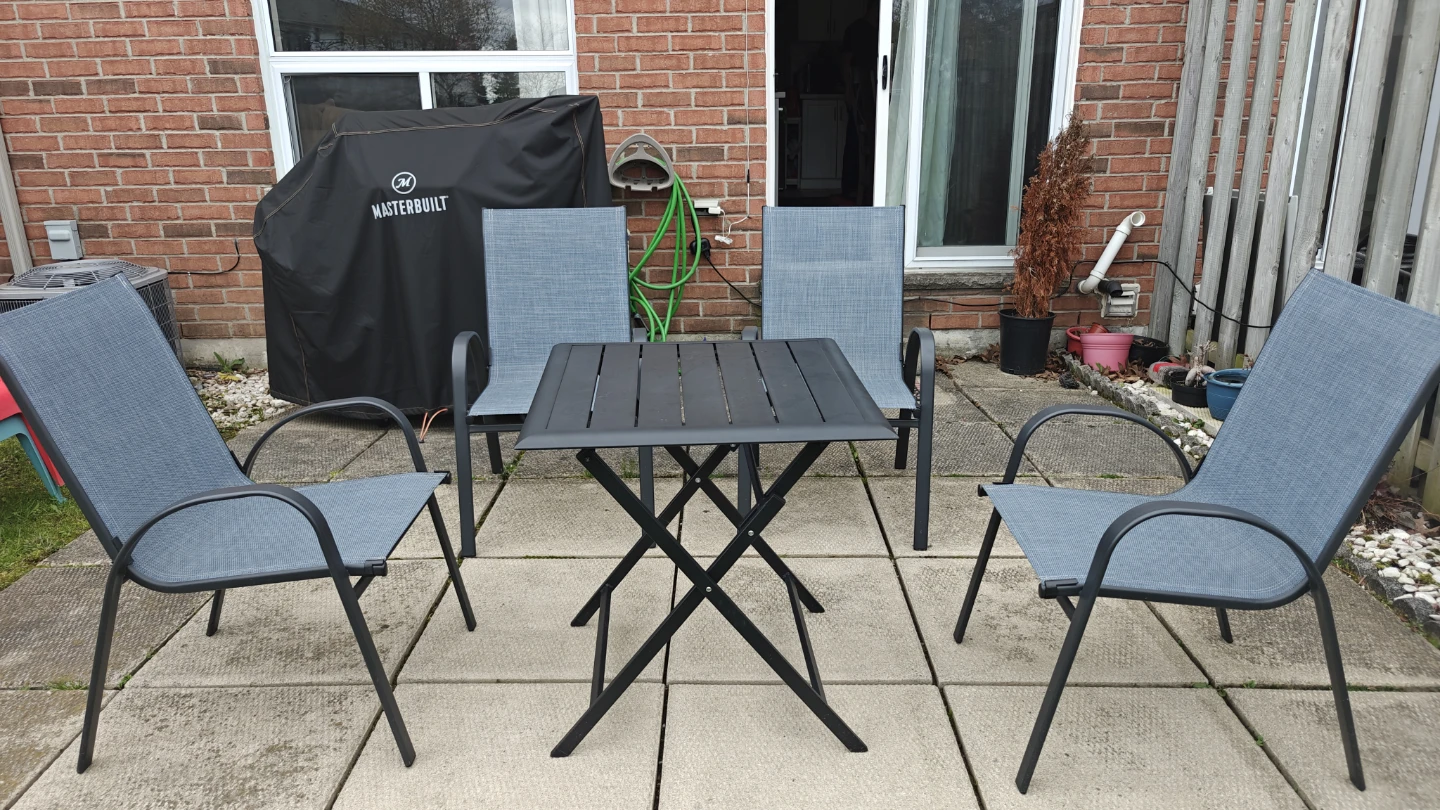 Folding Bistro Set - 4 Chairs & Table